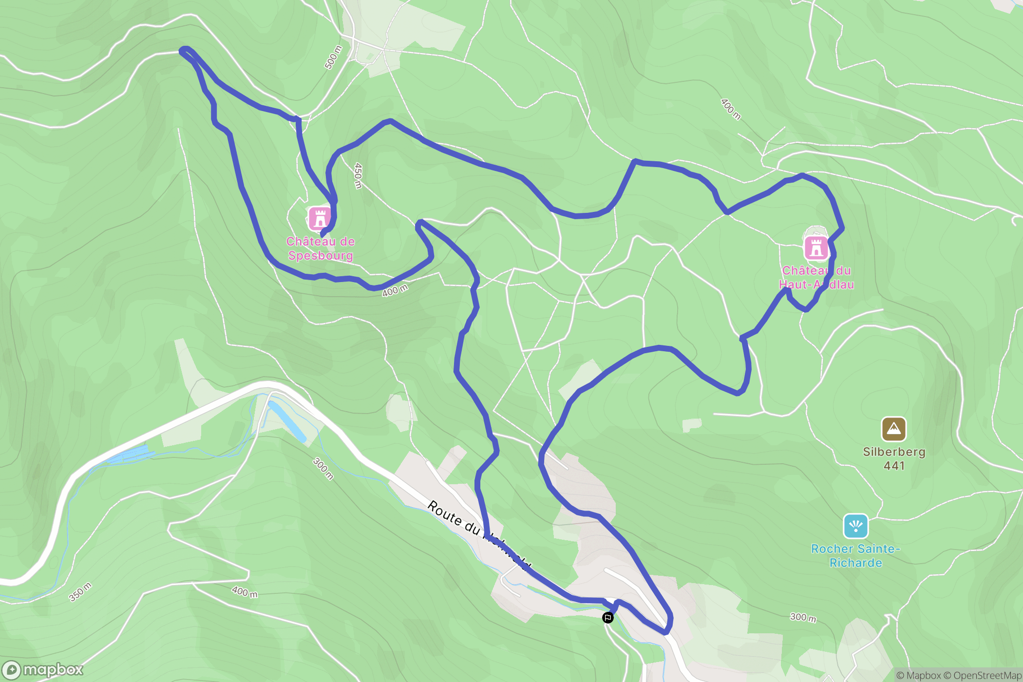 Andlau : carte du parcours de randonnée - France
