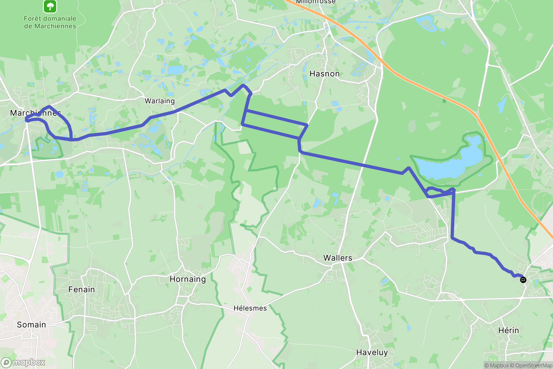 Aubry-du-Hainaut : carte du parcours de randonnée - France