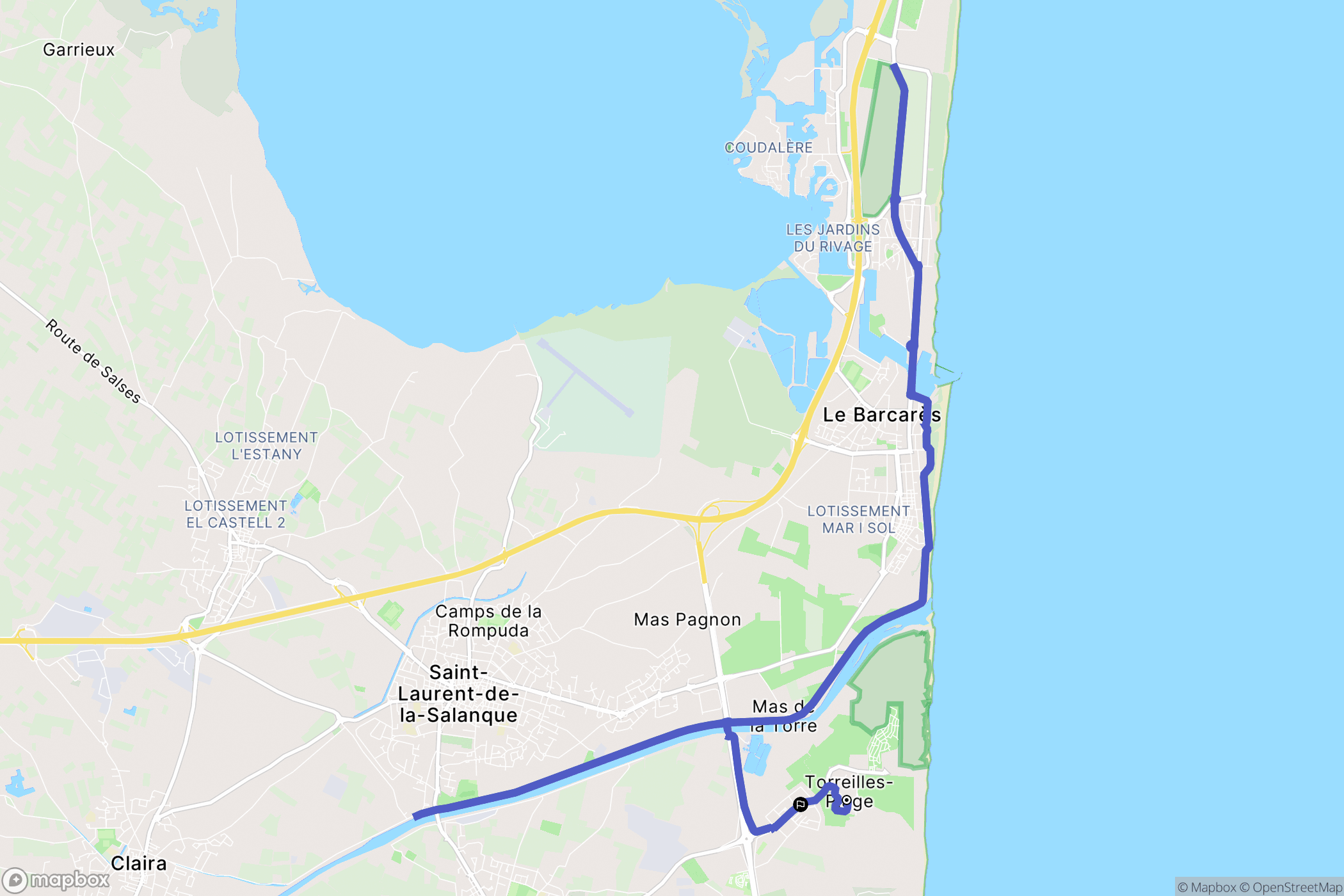 Torreilles : carte du parcours de randonnée - France