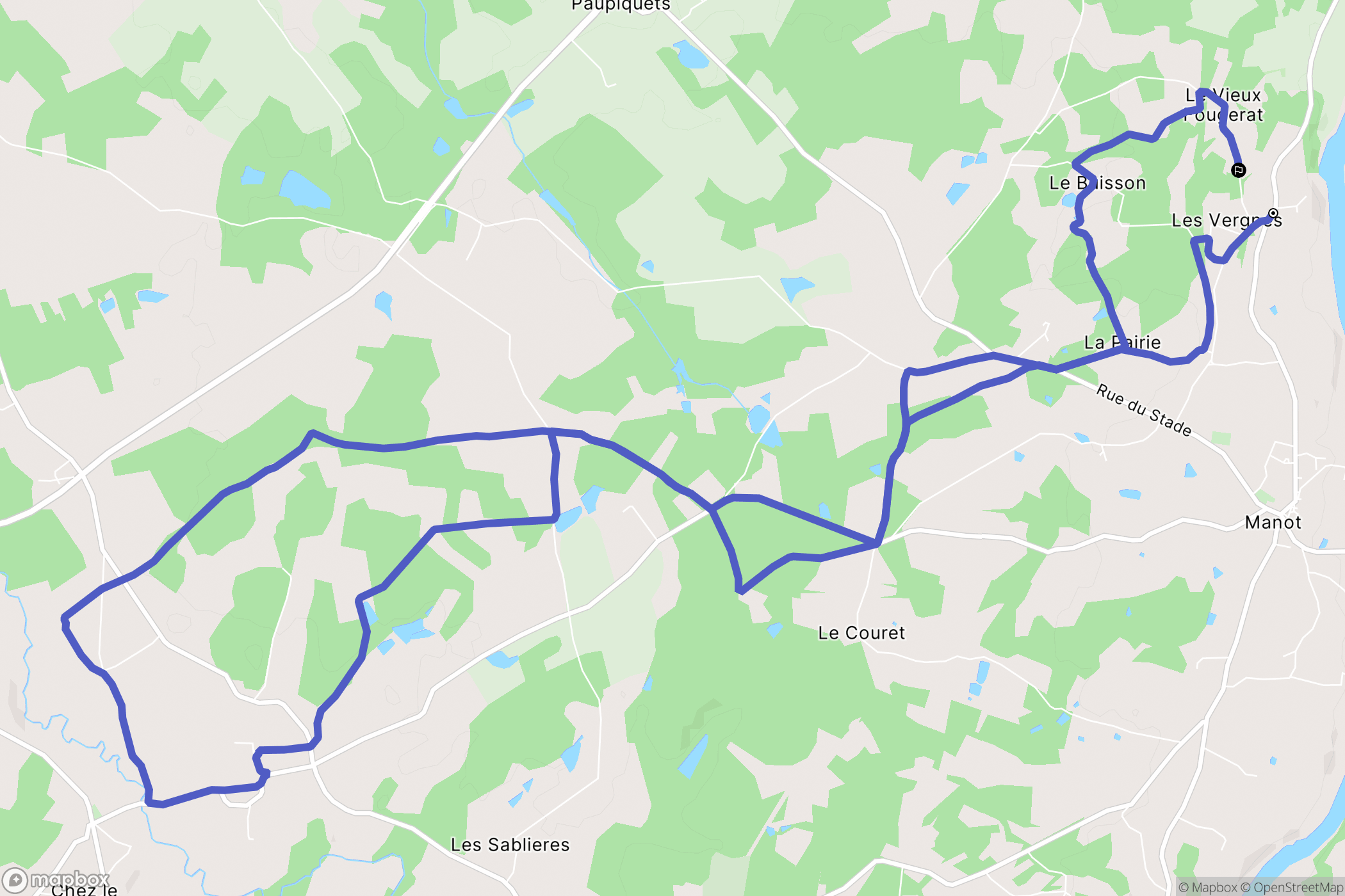 Manot : carte du parcours de randonnée - France