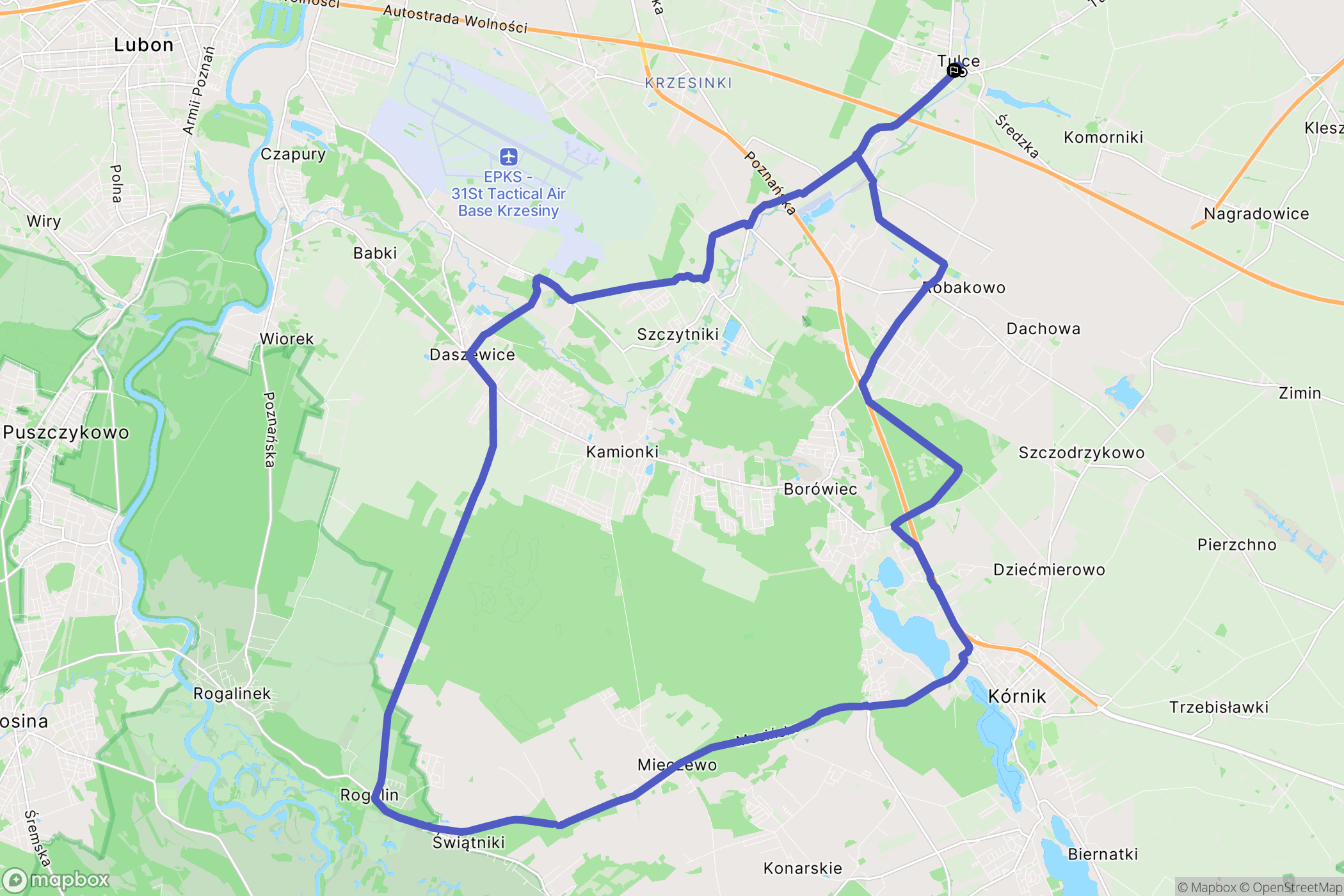 Tulce: mapa trasy - Poland