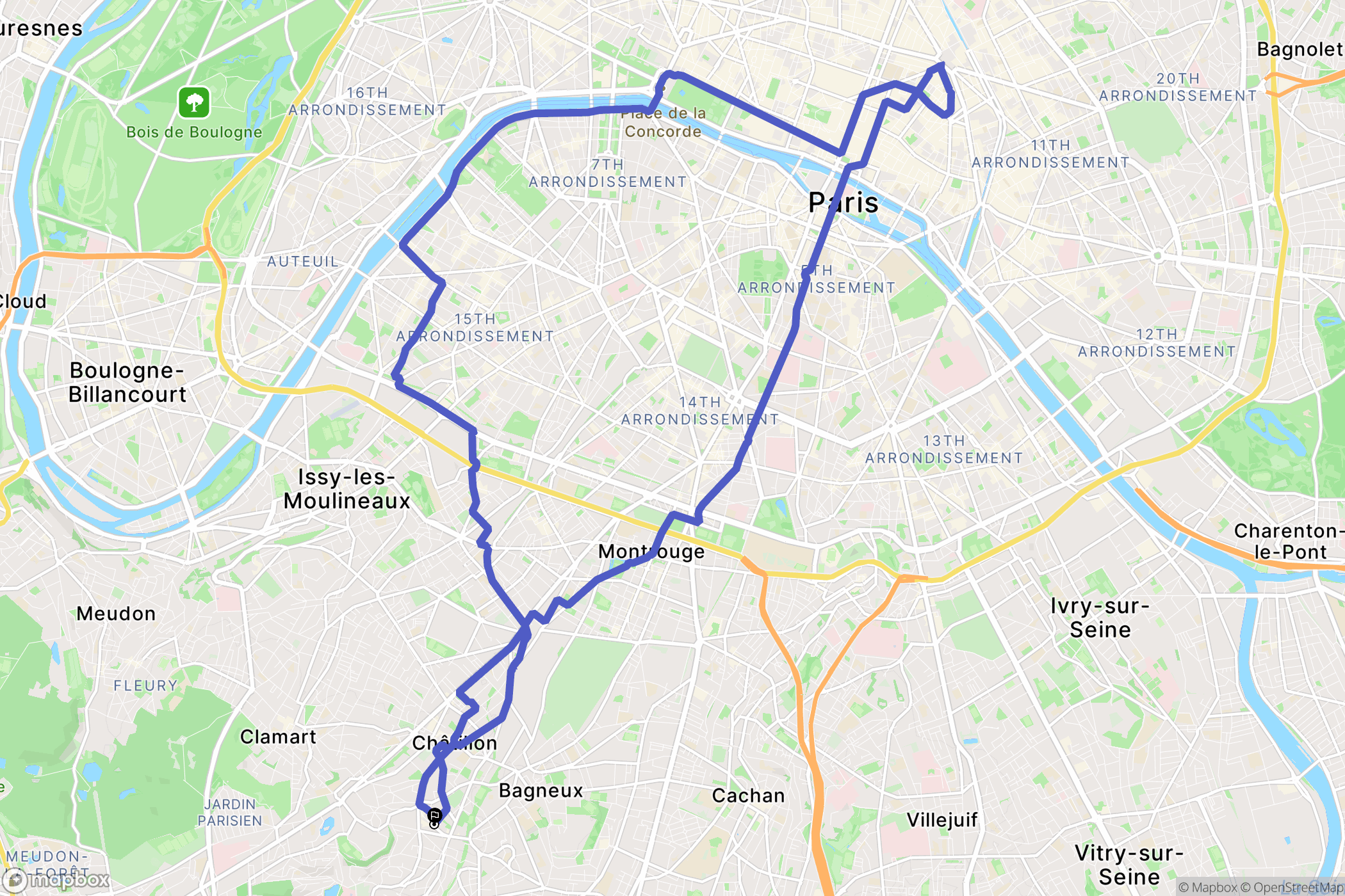 Fontenay-aux-Roses : carte du parcours de randonnée - France