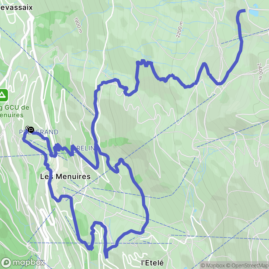 Les Belleville : carte du parcours de randonnée - France