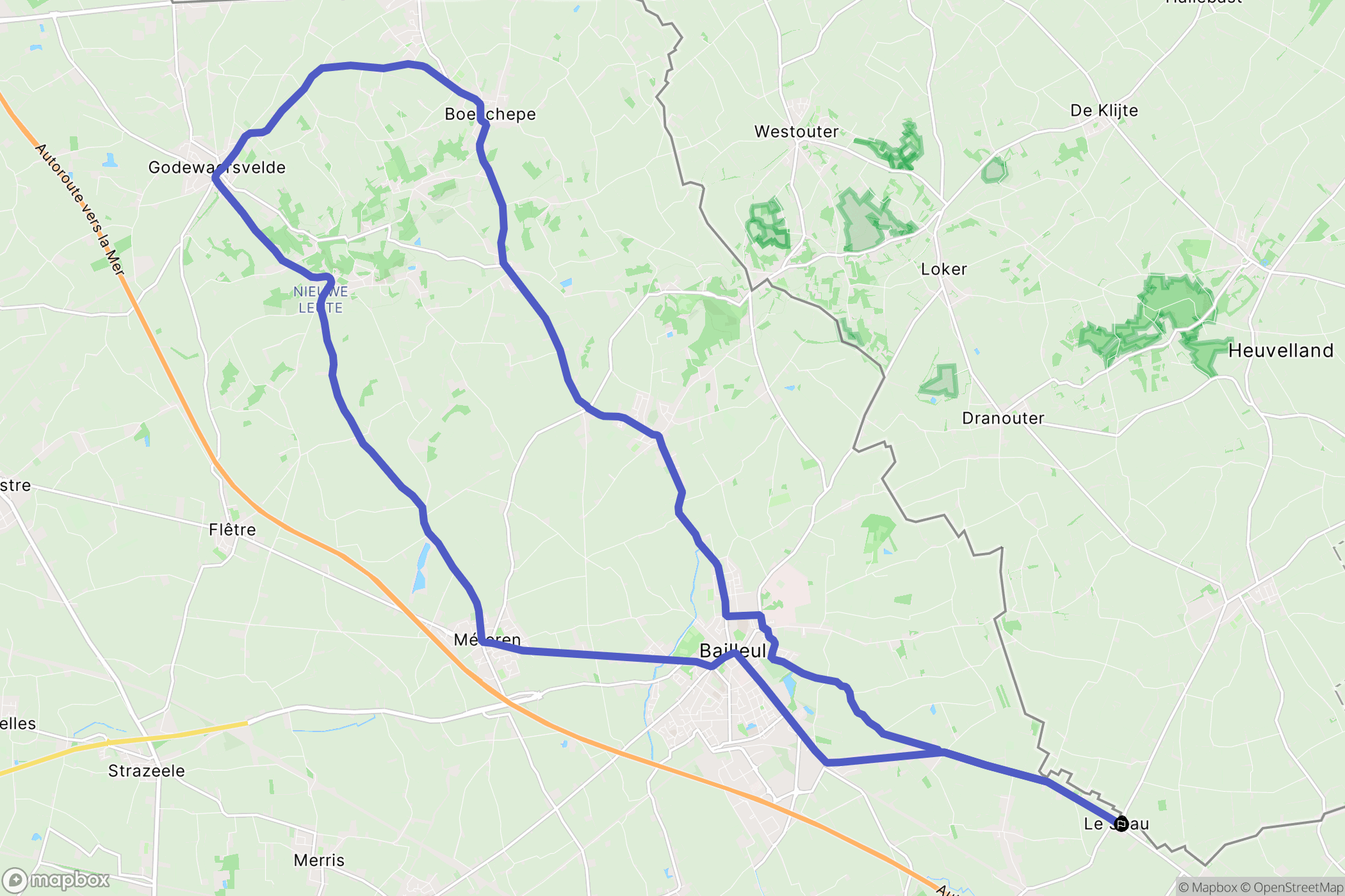 Bailleul : carte du parcours de randonnée - France