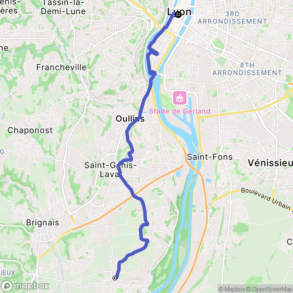 Charly : carte du parcours de randonnée - France