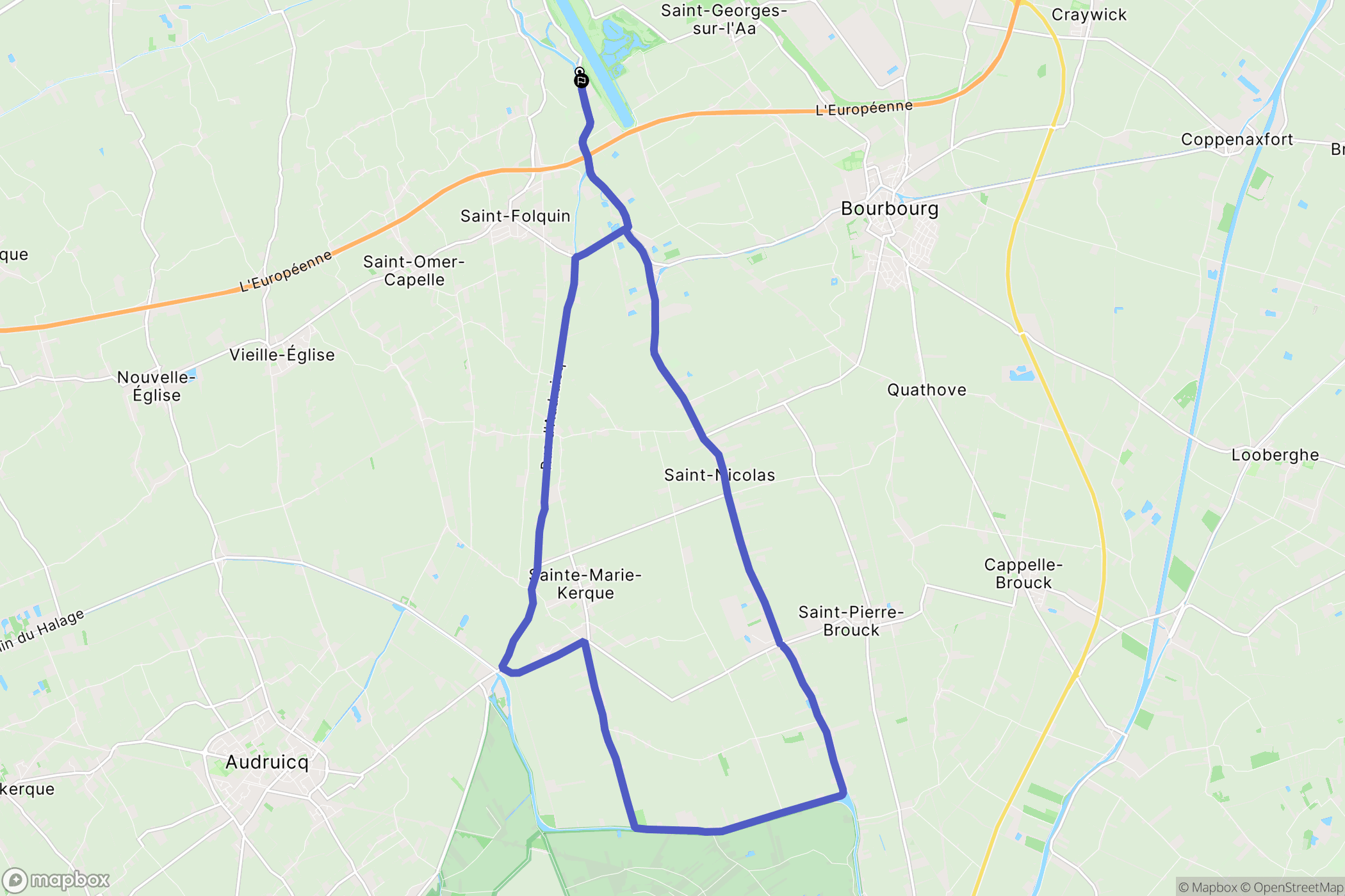 Saint-Georges-sur-l'Aa : carte du parcours de randonnée - France