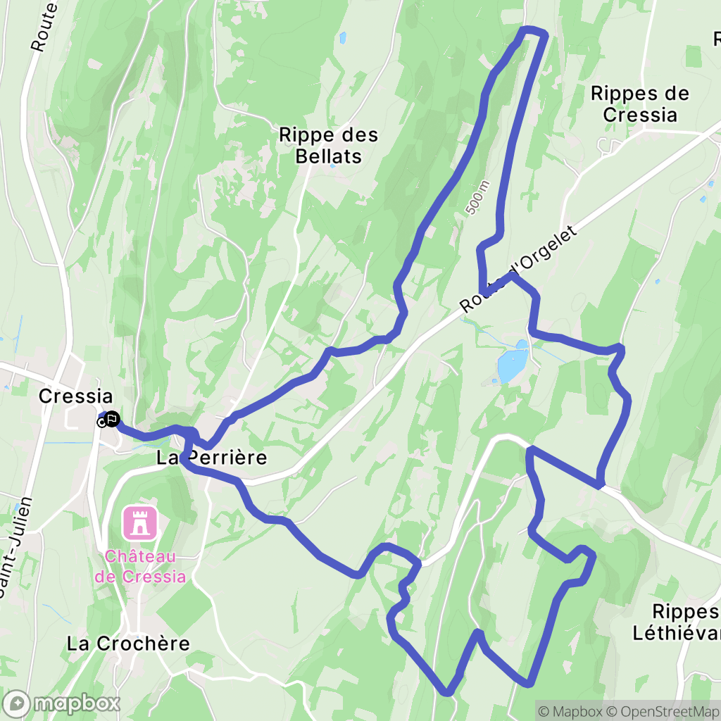 Cressia : carte du parcours de randonnée - France
