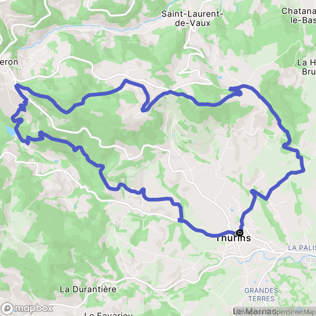 Thurins : carte du parcours de randonnée - France