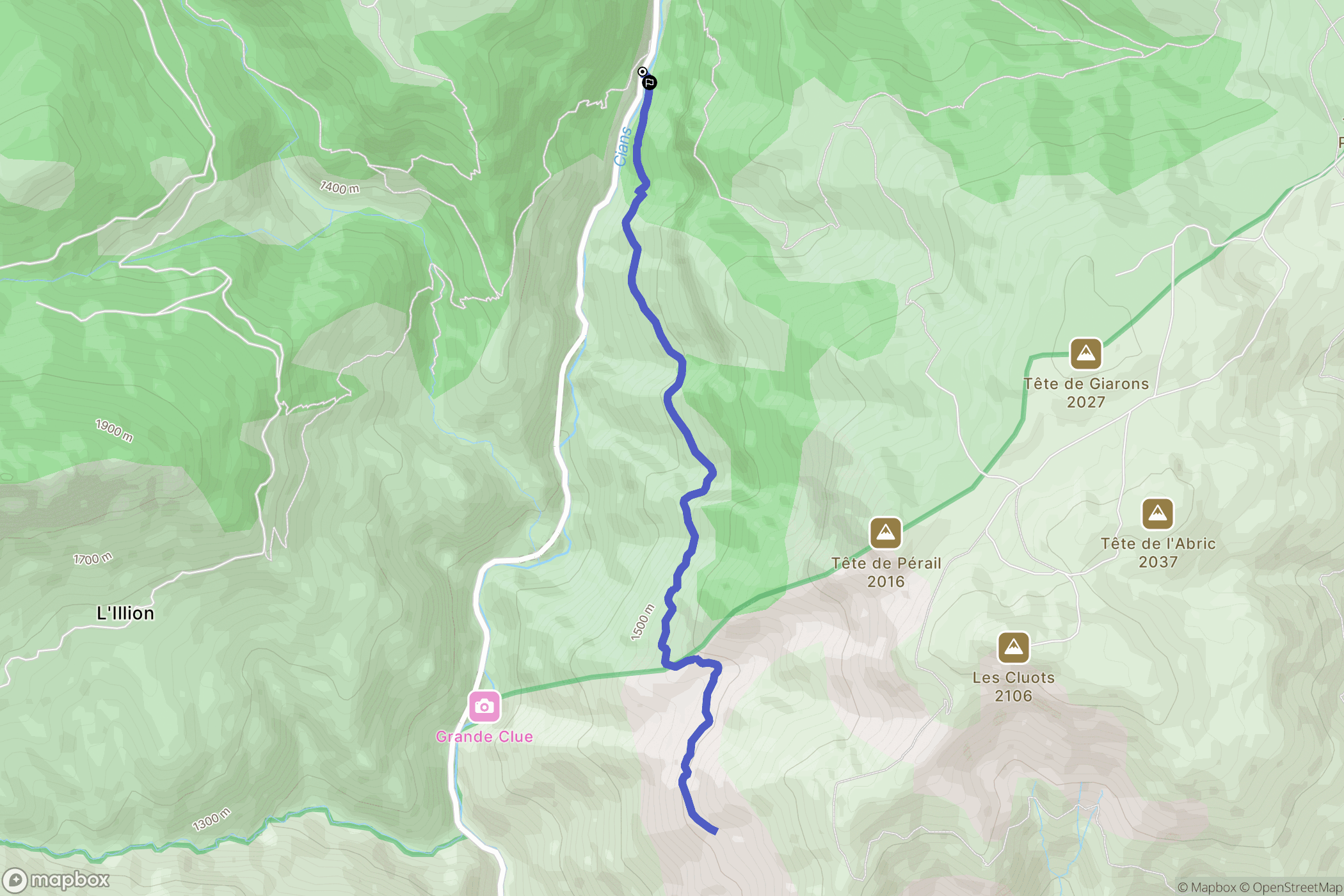 Beuil : carte du parcours de randonnée - France