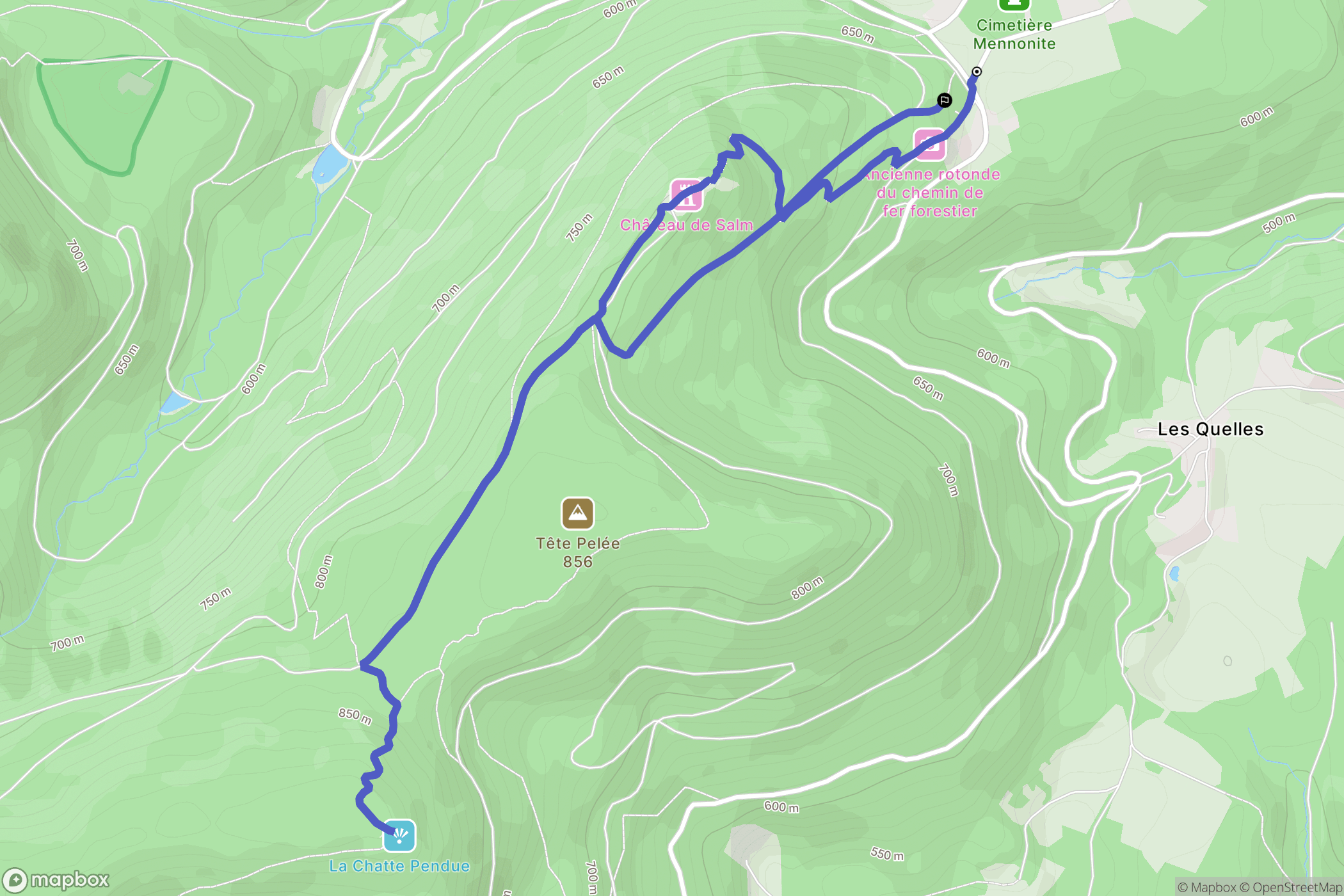 La Broque : carte du parcours de randonnée - France