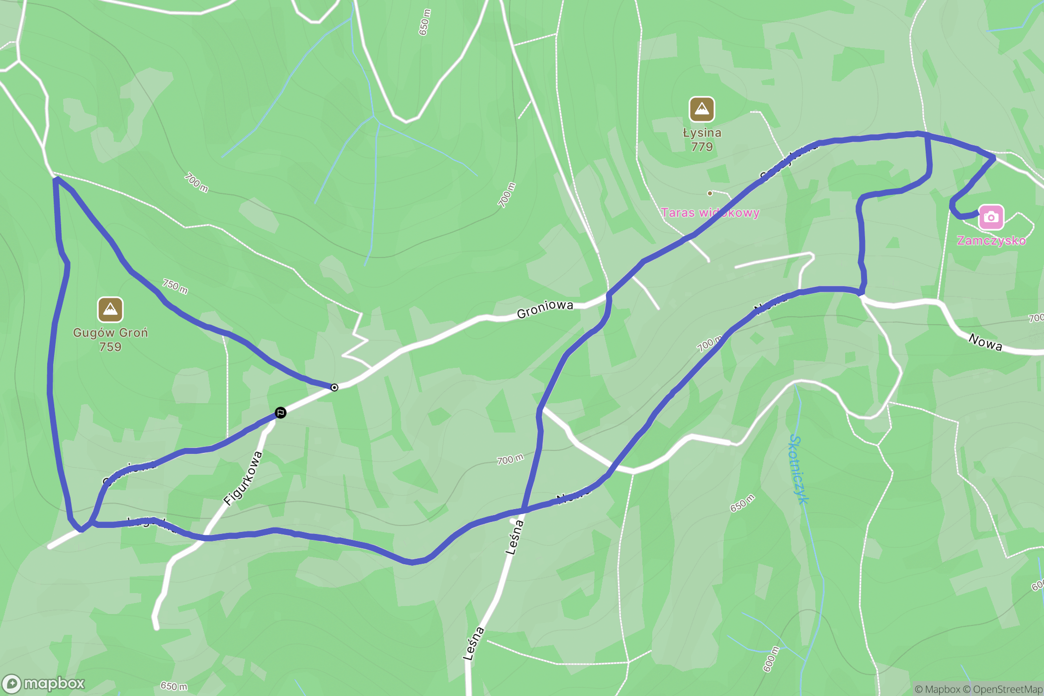 Łysina: mapa trasy - Poland