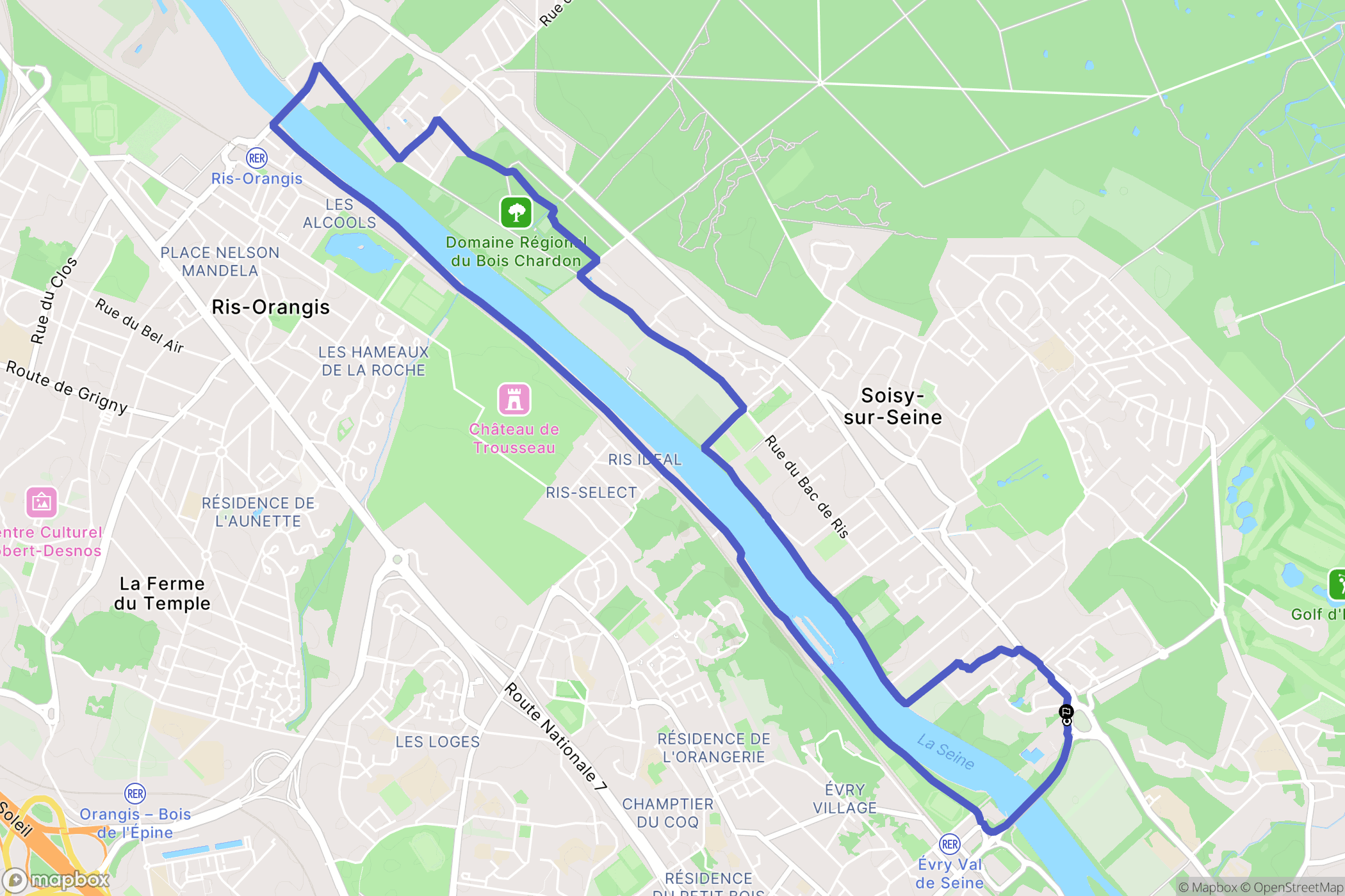 Étiolles : carte du parcours de randonnée - France