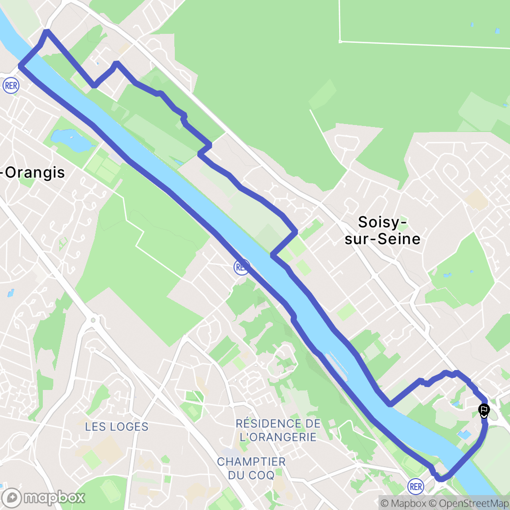 Étiolles : carte du parcours de randonnée - France