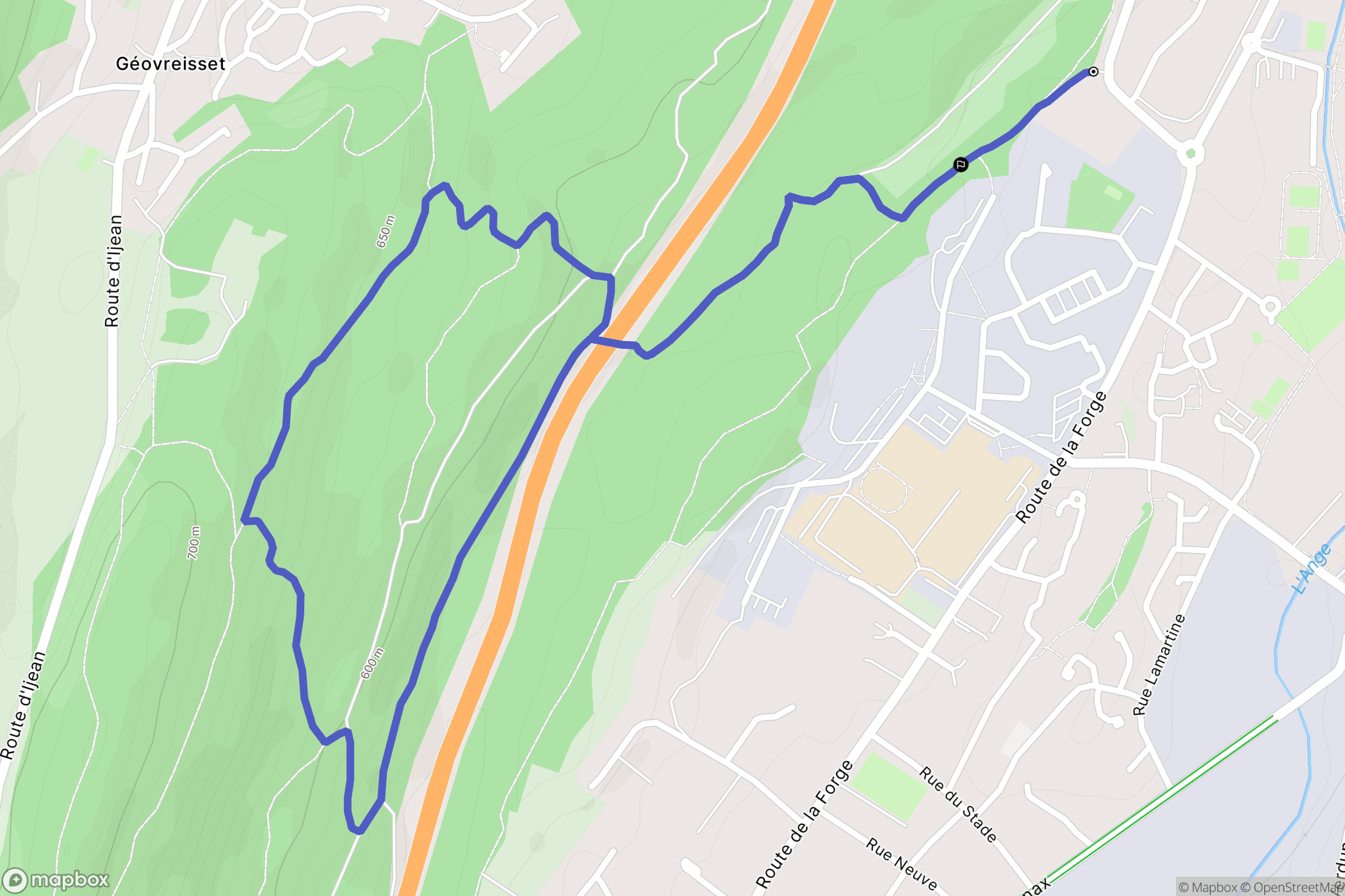Oyonnax : carte du parcours de randonnée - France