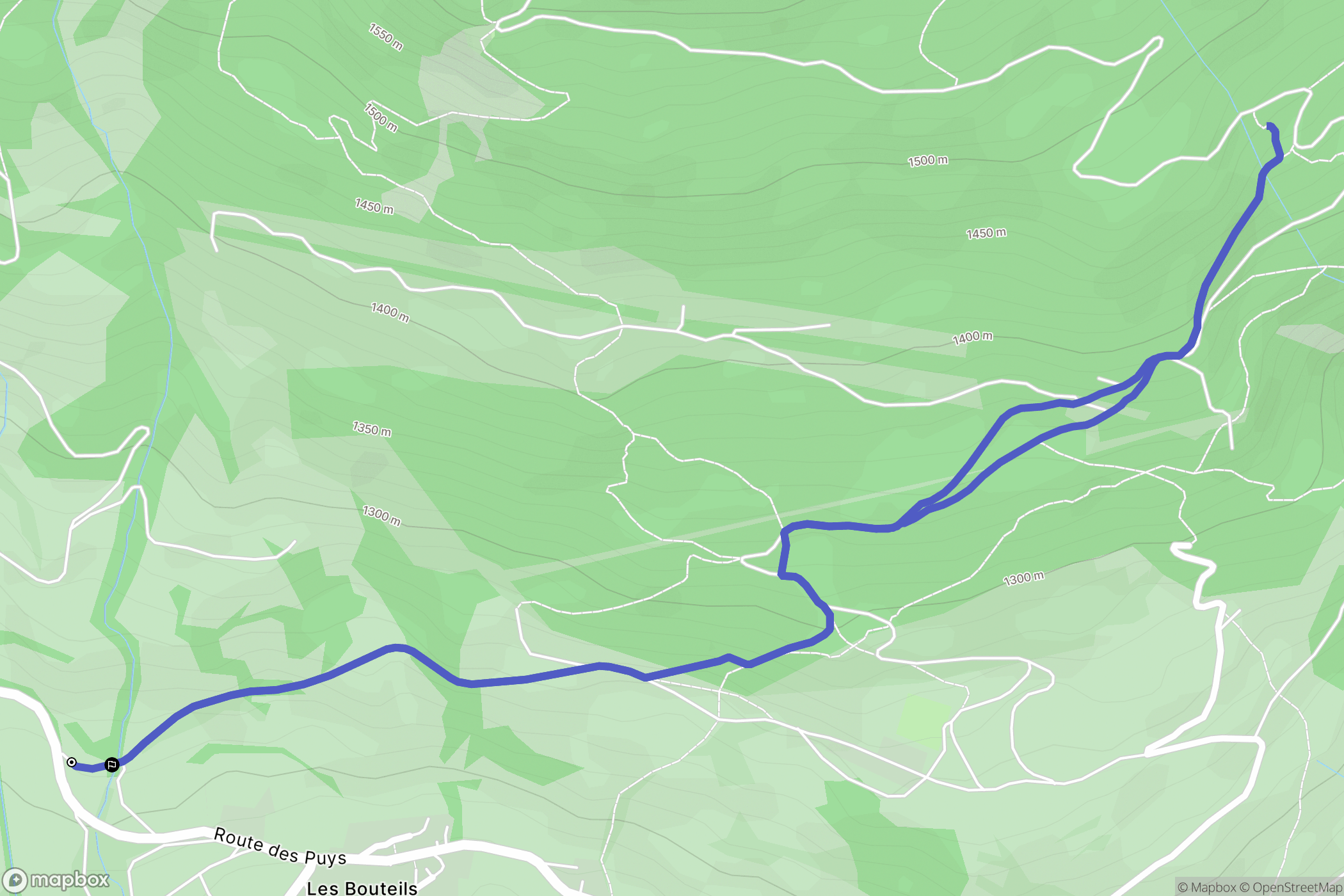 Puy-Sanières : carte du parcours de randonnée - France