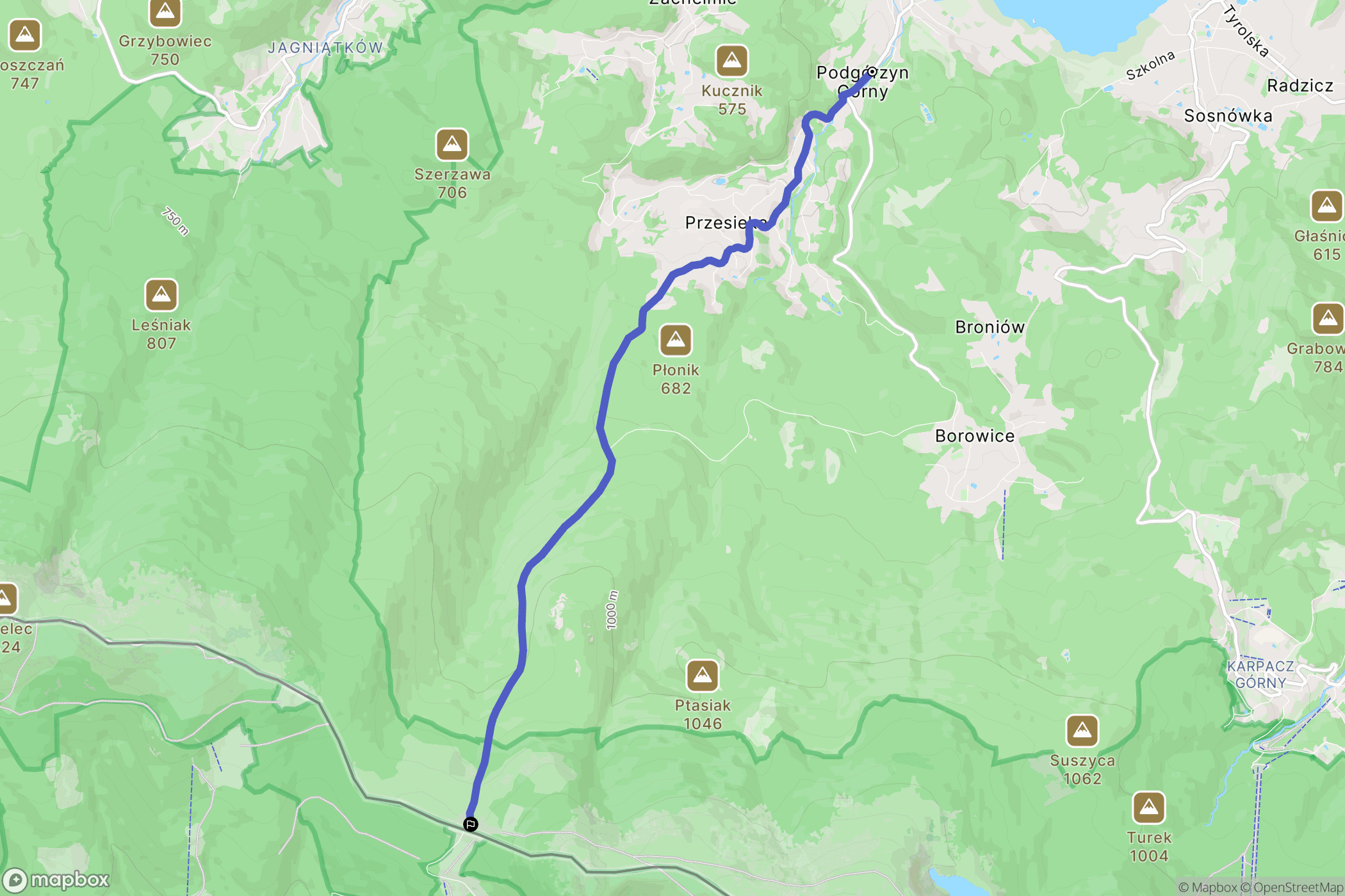 Podgórzyn: mapa trasy - Poland