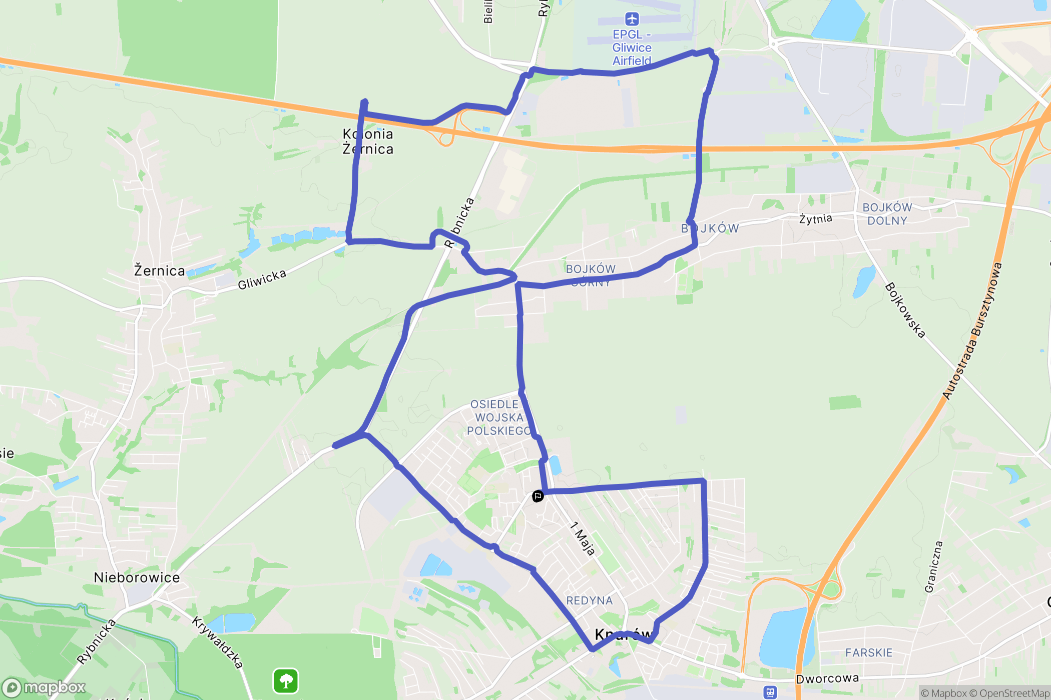 Knurów: mapa trasy - Poland