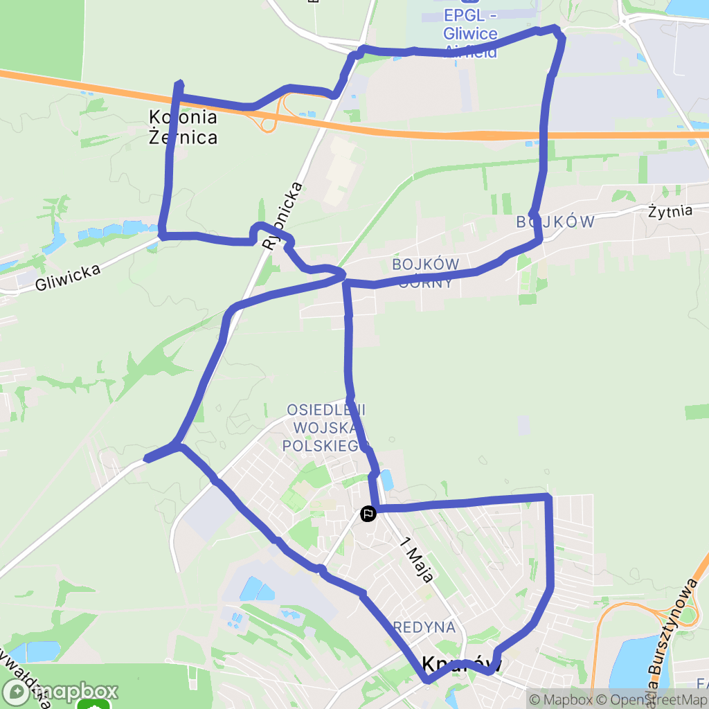 Knurów: mapa trasy - Poland