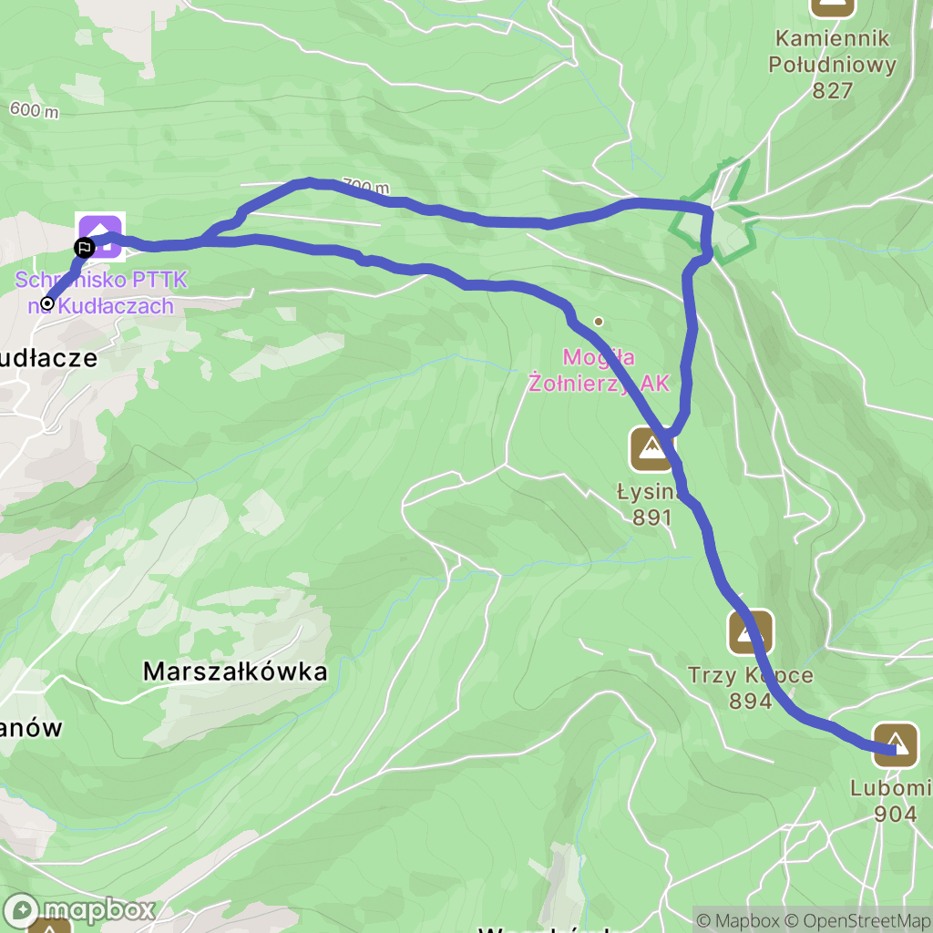 Pcim: mapa trasy - Poland