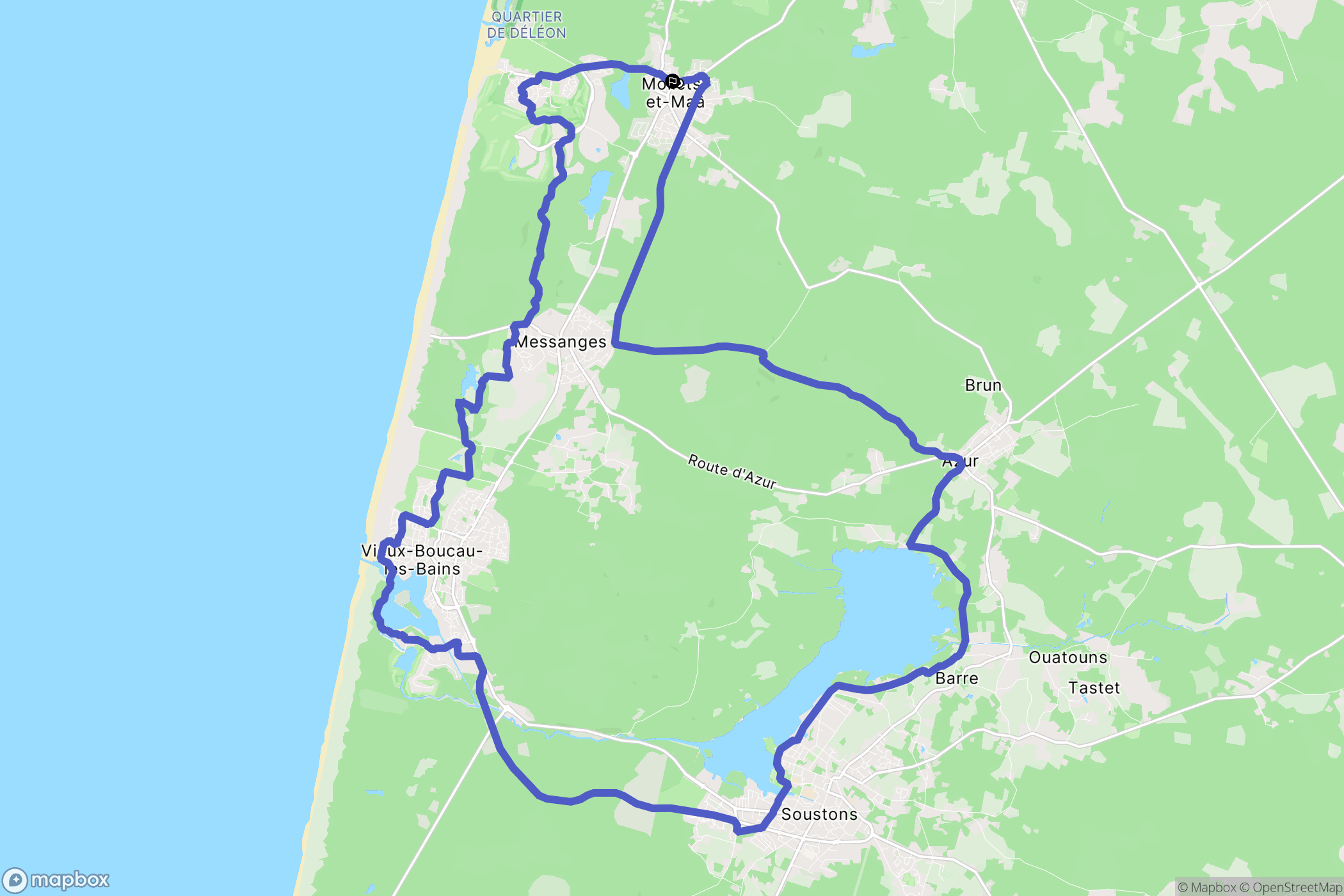 Moliets-et-Maa : carte du parcours de randonnée - France