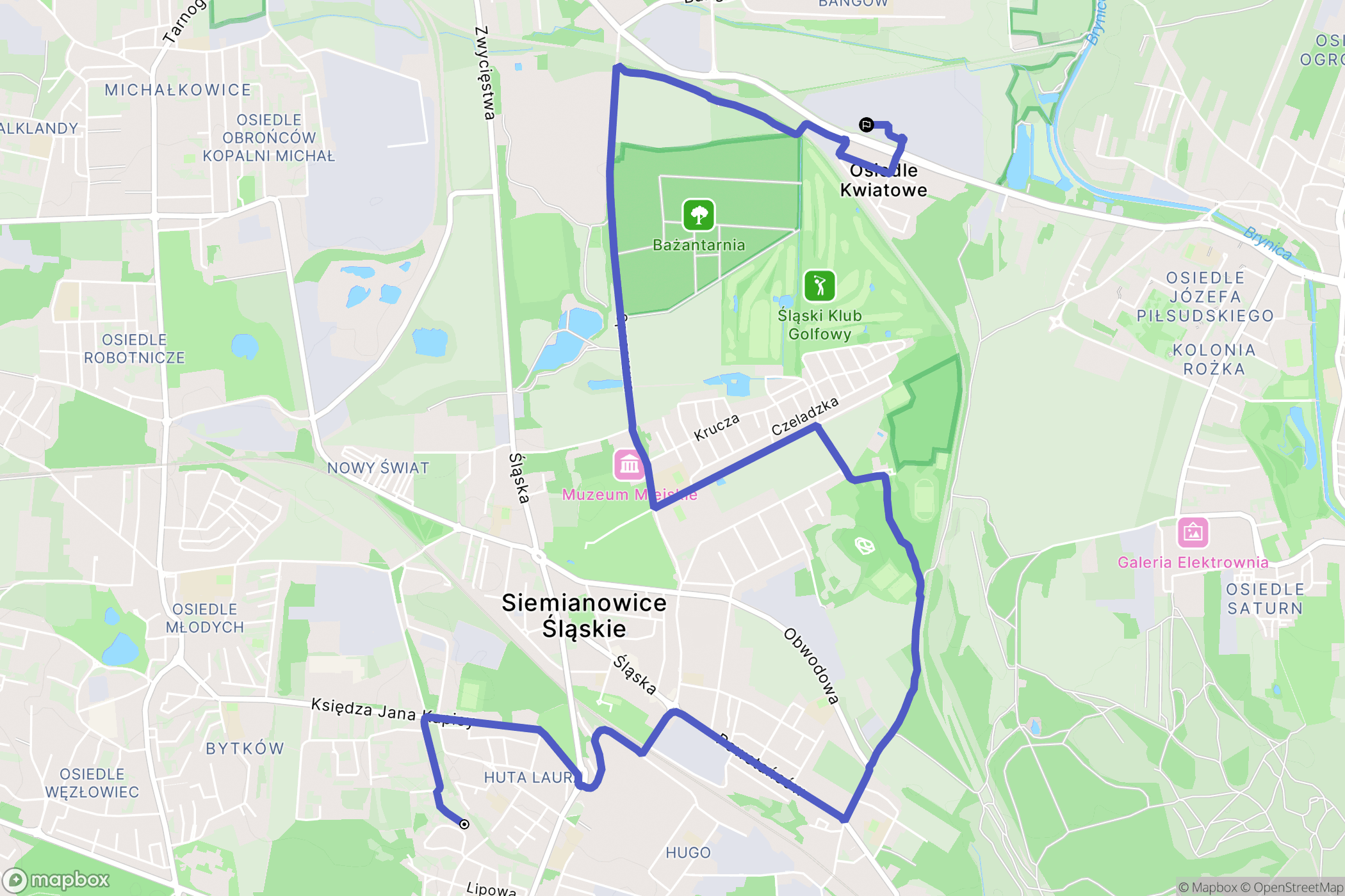 Siemianowice Śląskie: mapa trasy - Poland