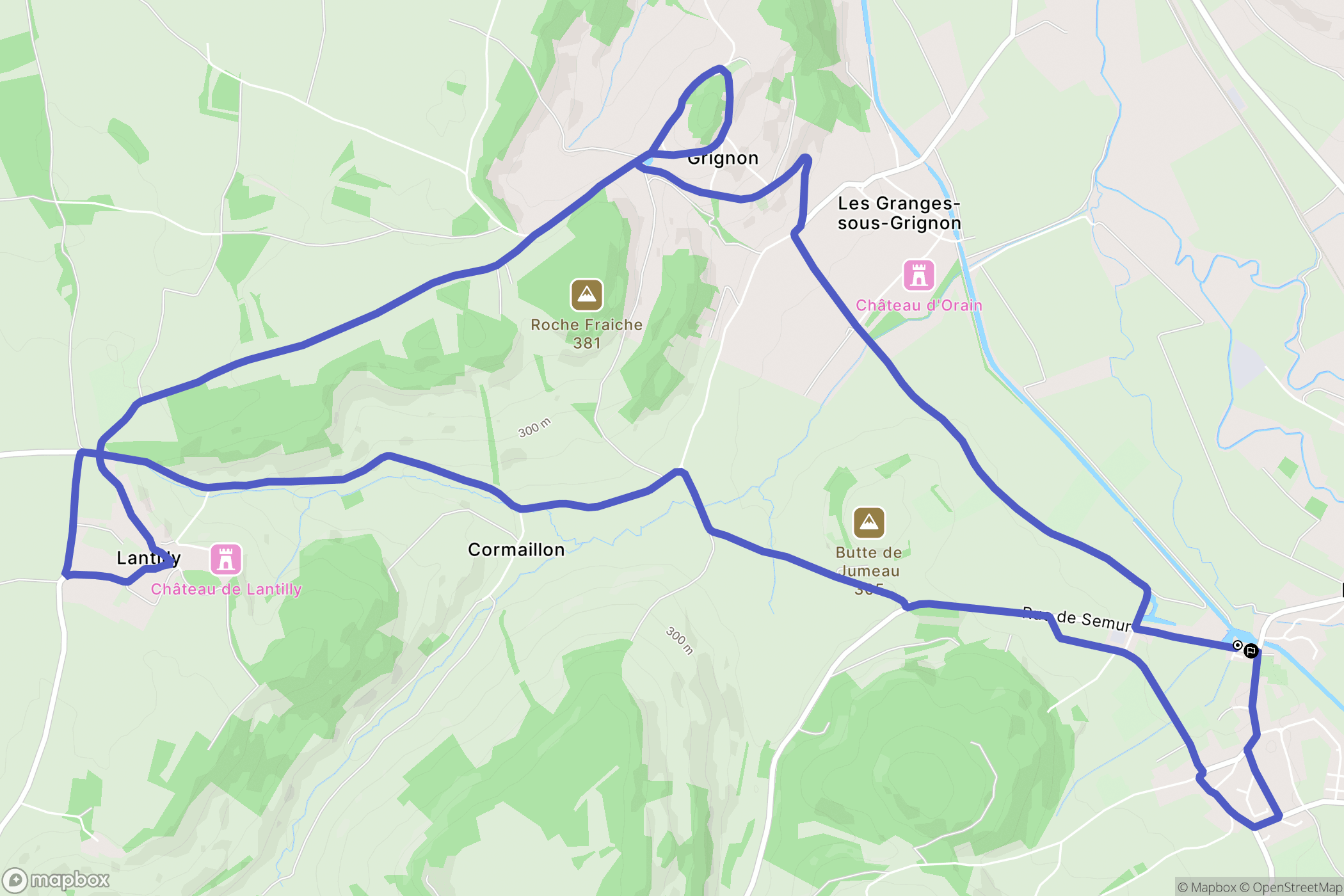 Venarey-les-Laumes : carte du parcours de randonnée - France