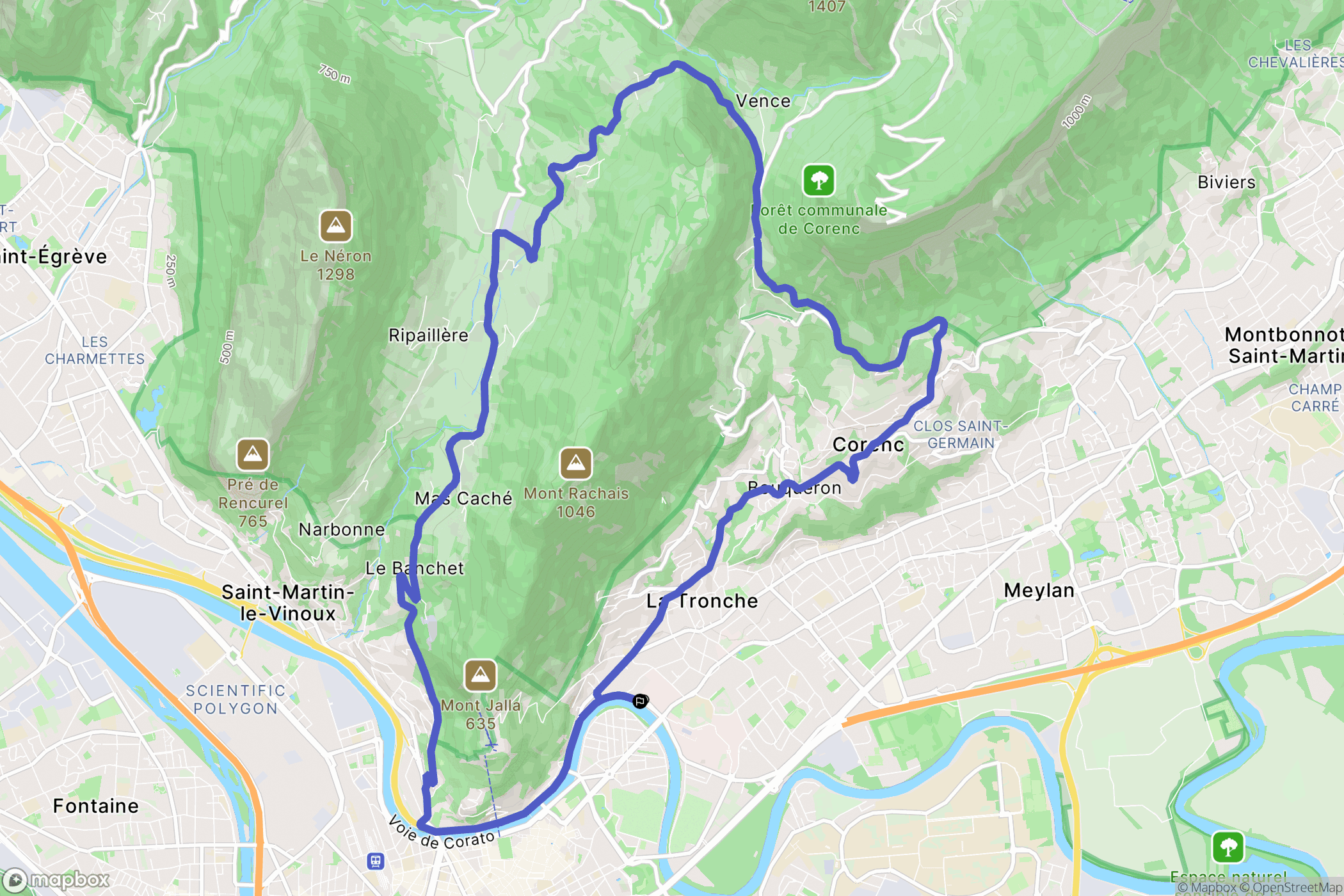 La Tronche : carte du parcours de randonnée - France