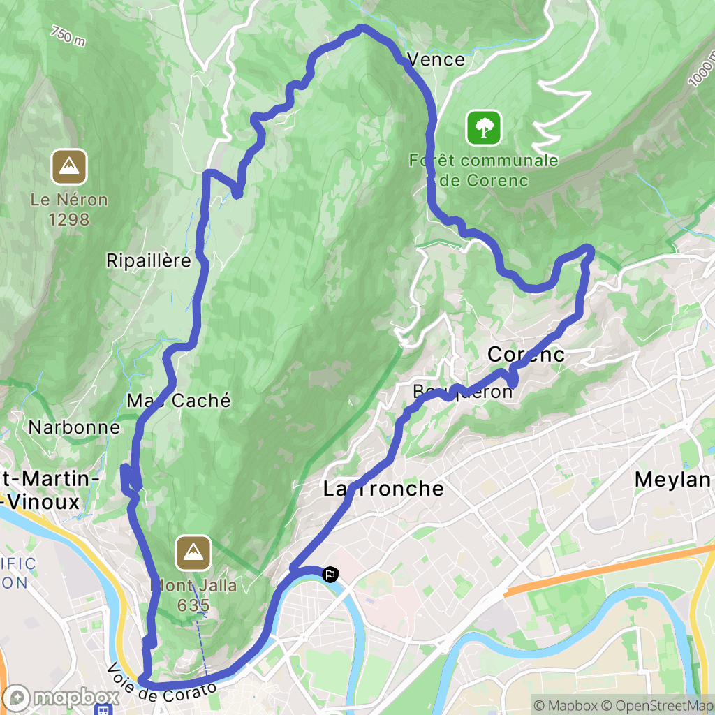 La Tronche : carte du parcours de randonnée - France
