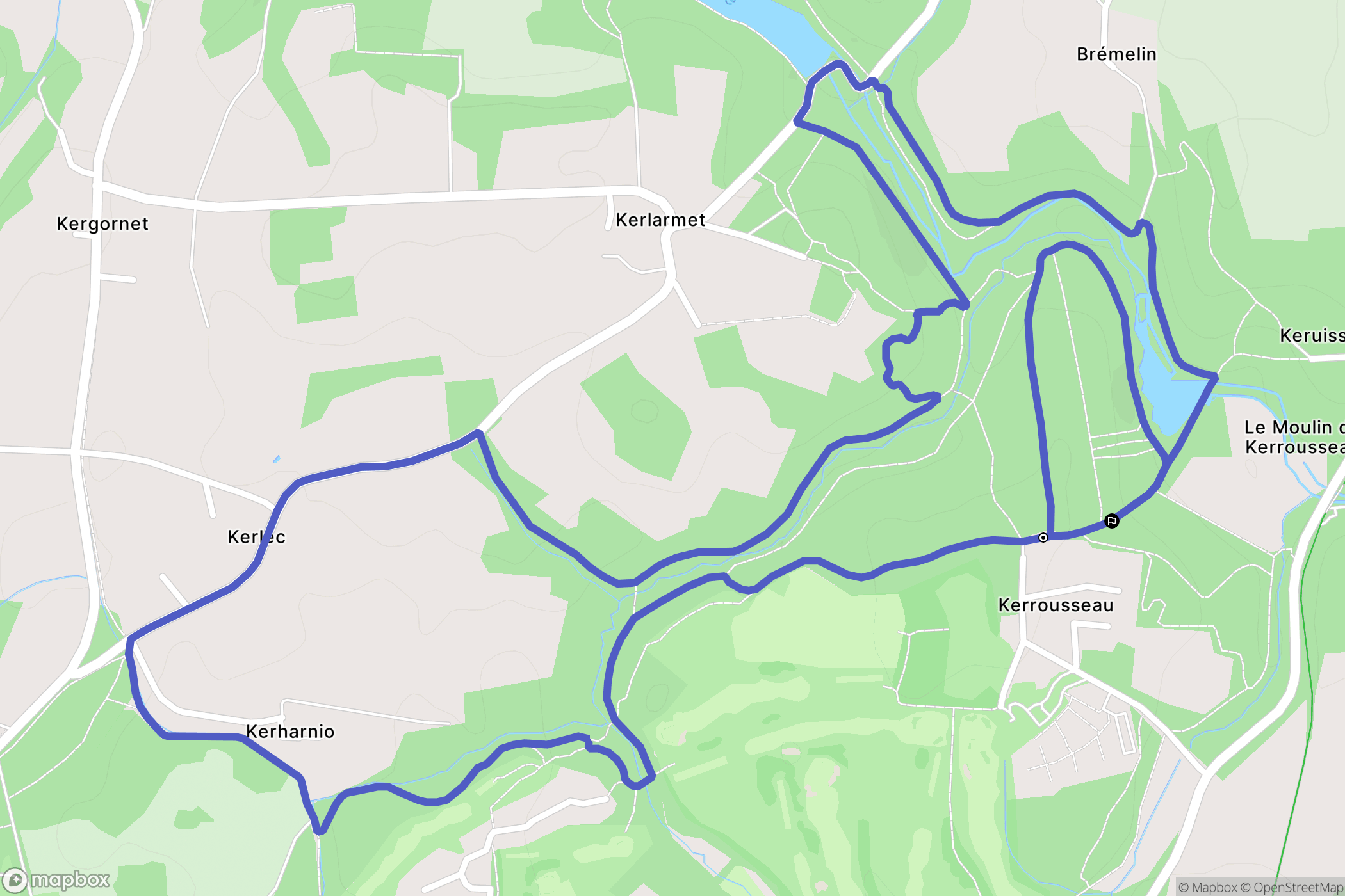 Quéven : carte du parcours de randonnée - France