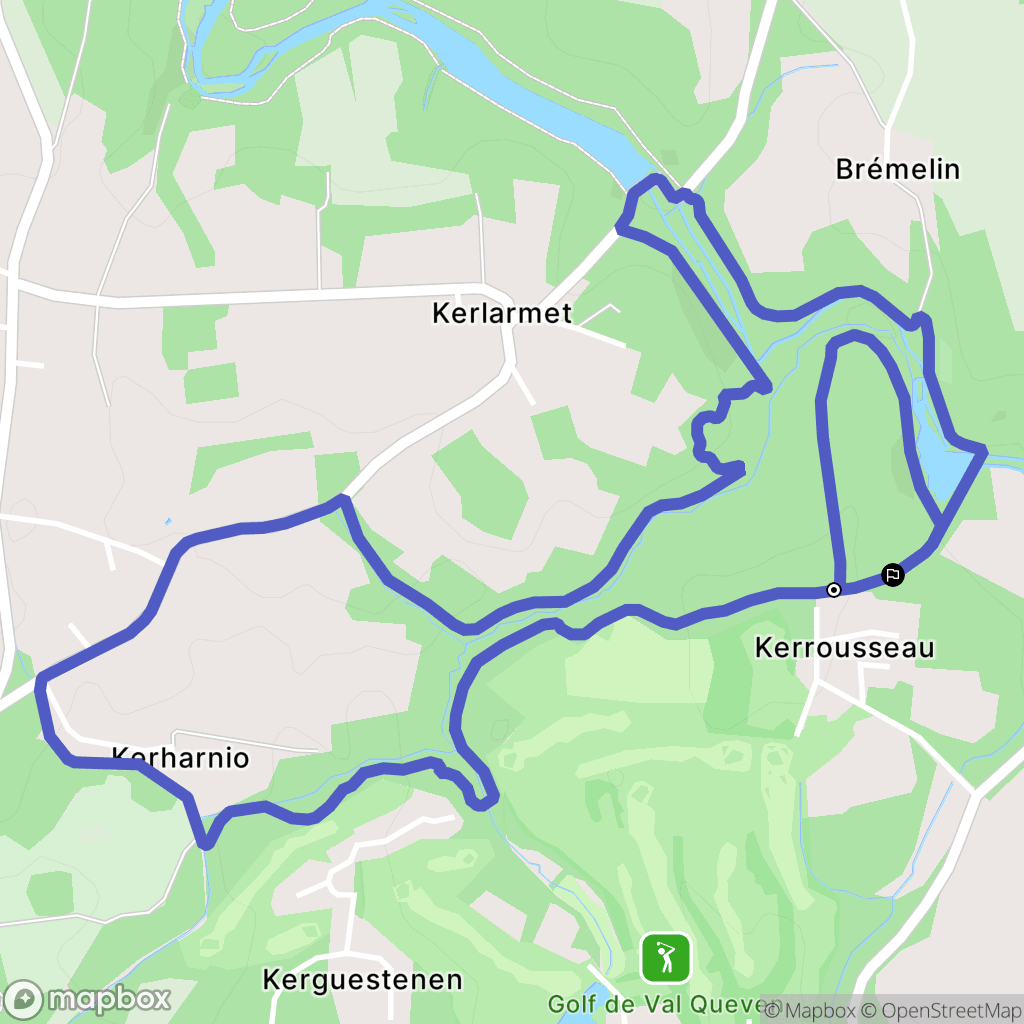 Quéven : carte du parcours de randonnée - France