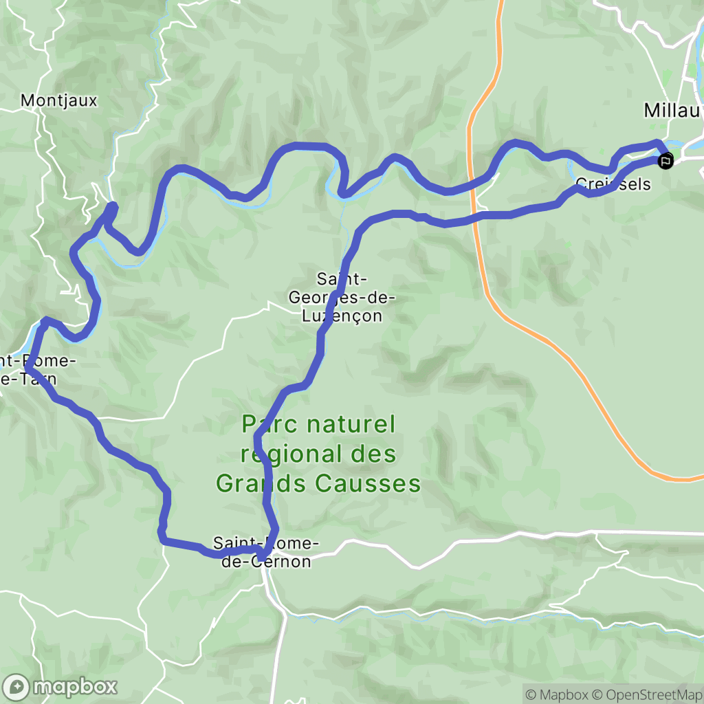 Millau : carte du parcours de randonnée - France