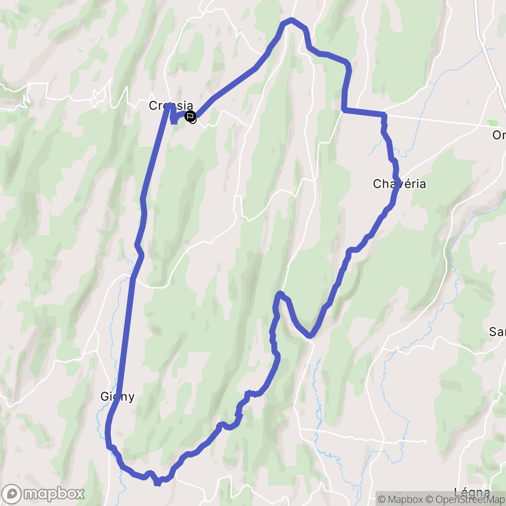 Cressia : carte du parcours de randonnée - France