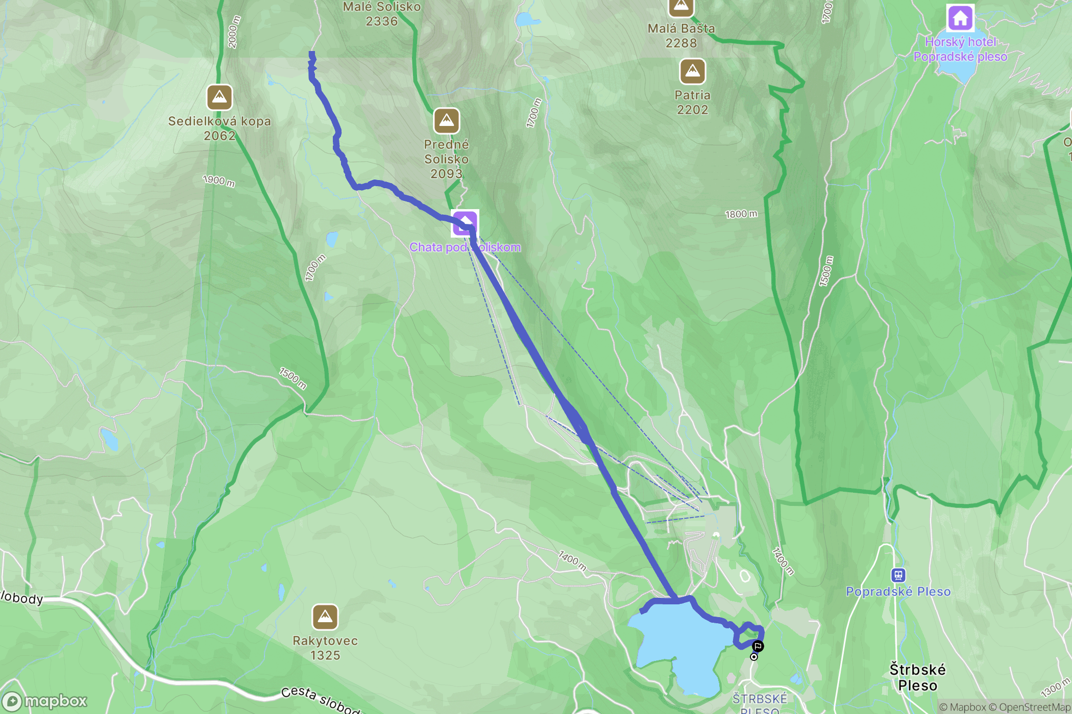Vysoké Tatry: mapa trasy - Slovakia