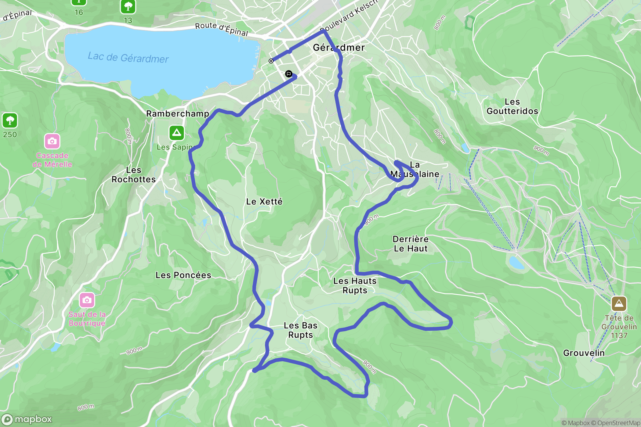 Gérardmer : carte du parcours de randonnée - France
