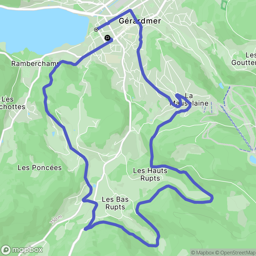 Gérardmer : carte du parcours de randonnée - France
