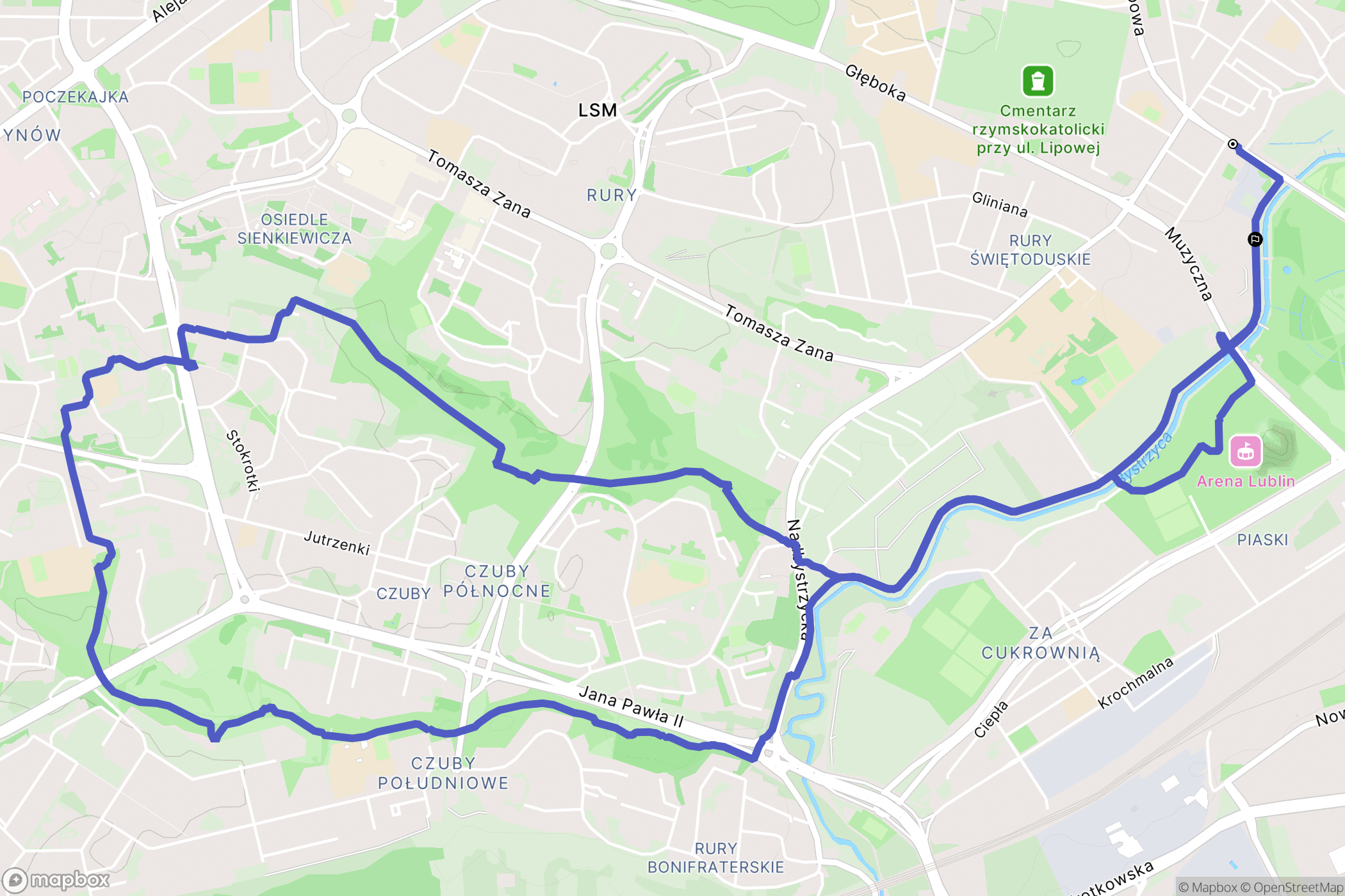 Lublin: mapa trasy - Poland