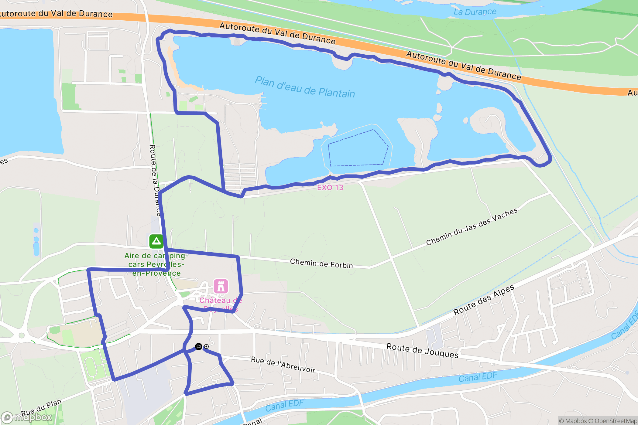 Peyrolles-en-Provence : carte du parcours de randonnée - France