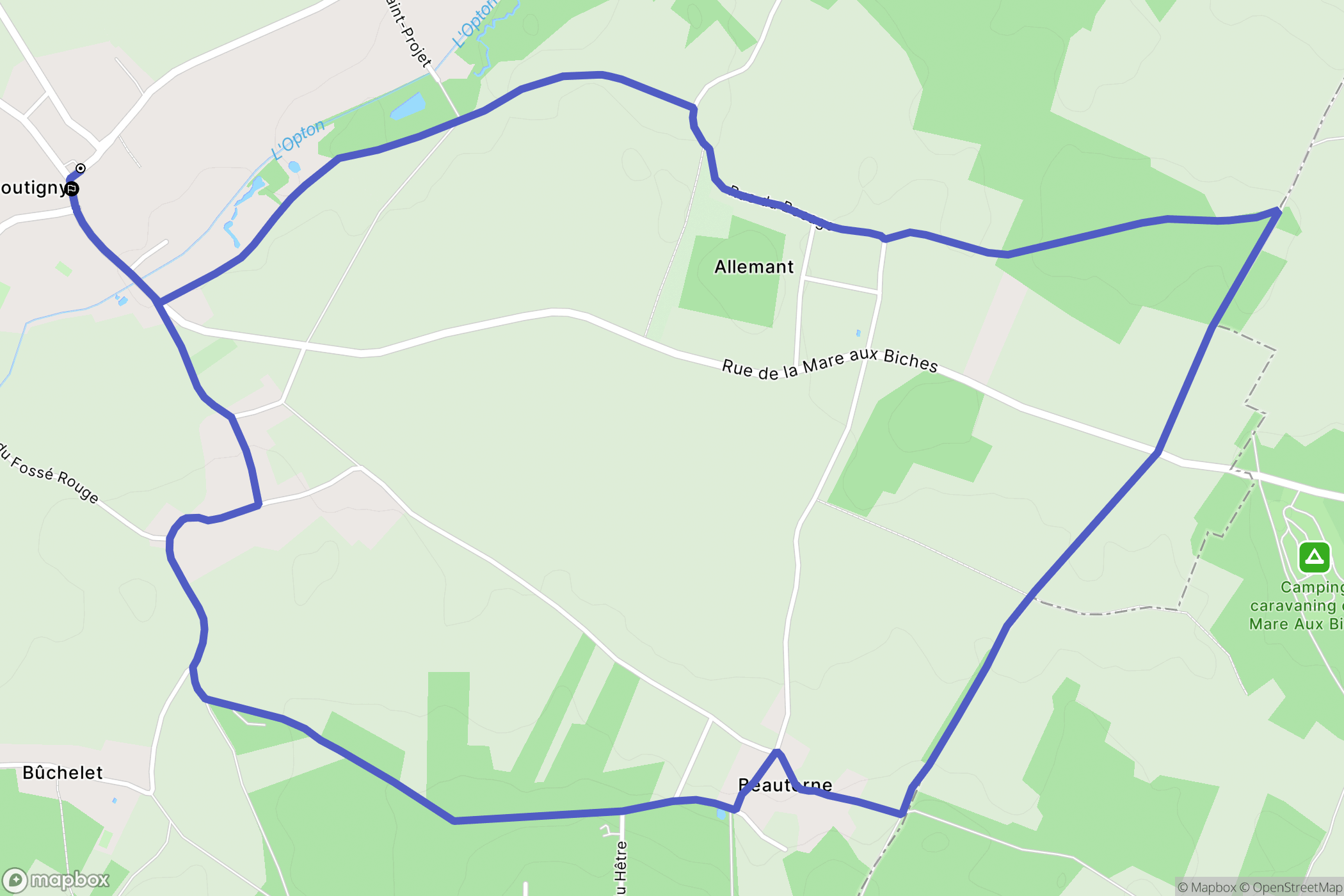 Boutigny-Prouais : carte du parcours de randonnée - France