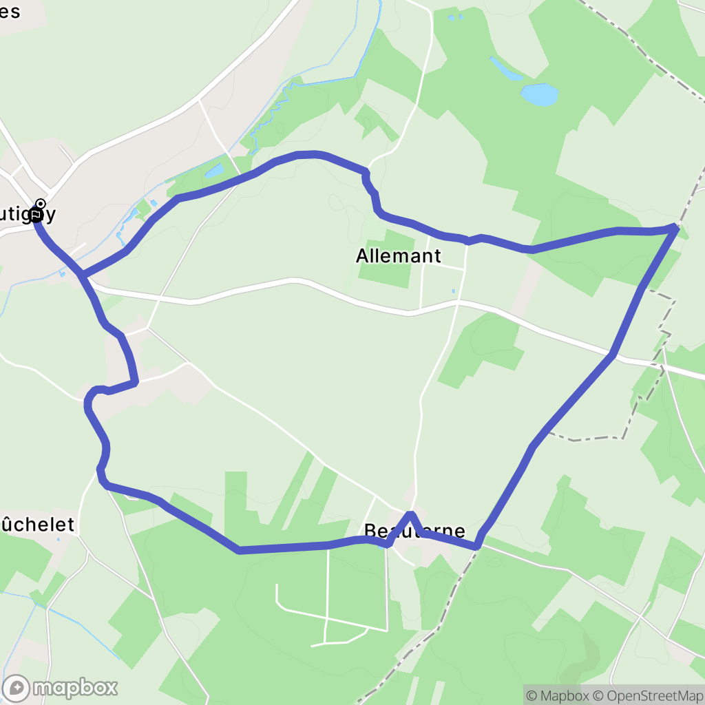 Boutigny-Prouais : carte du parcours de randonnée - France