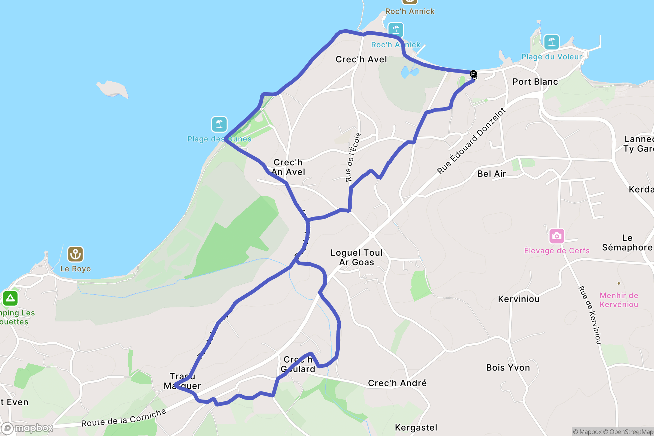 Penvénan : carte du parcours de randonnée - France