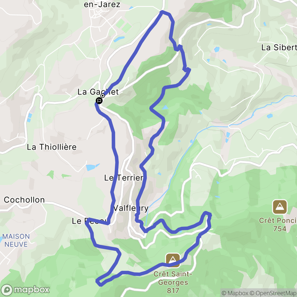 Saint-Christo-en-Jarez : carte du parcours de randonnée - France
