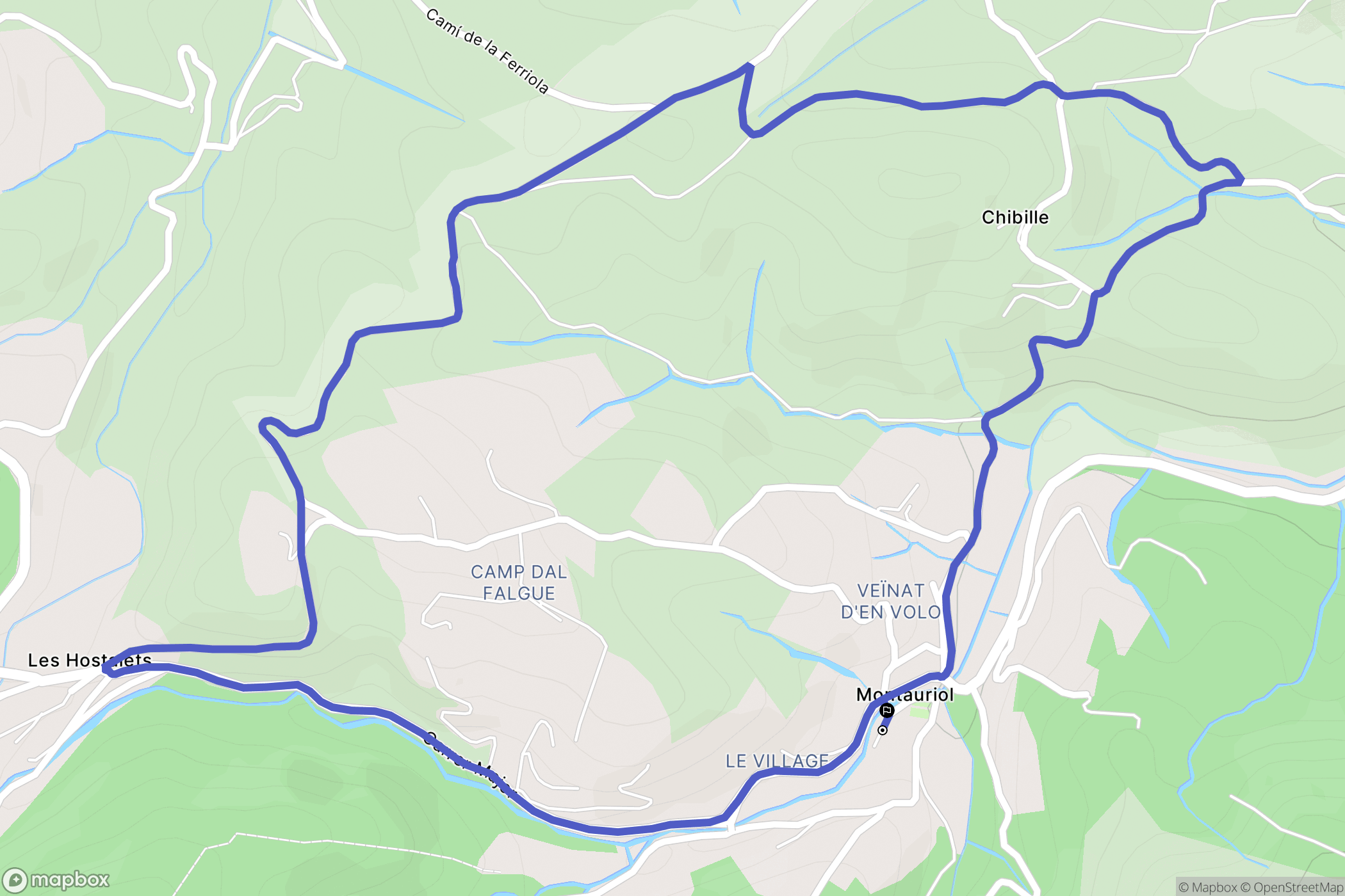 Montauriol : carte du parcours de randonnée - France