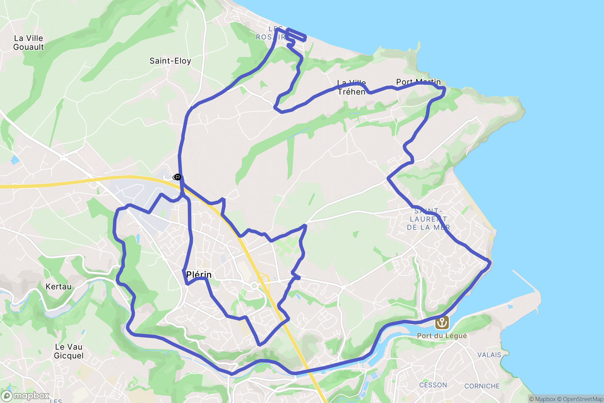 Plérin : carte du parcours de randonnée - France