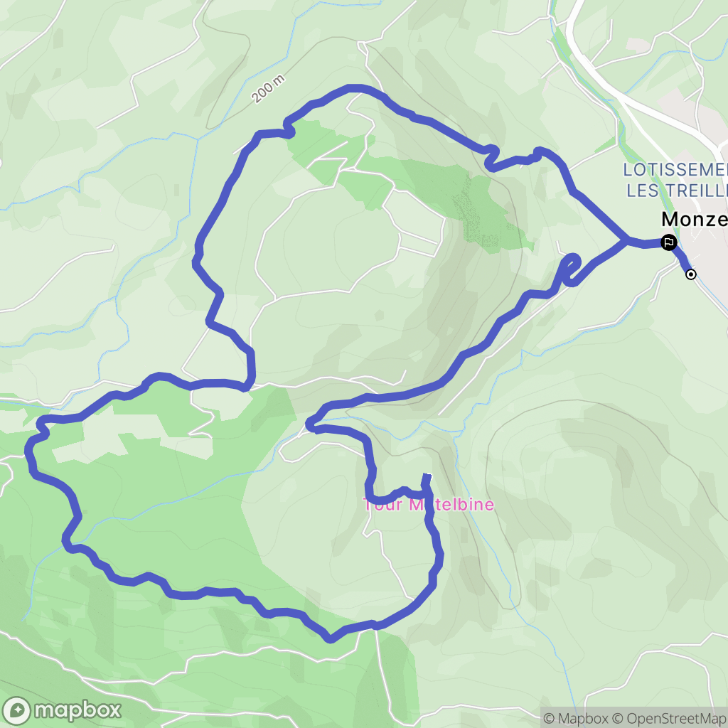 Monze : carte du parcours de randonnée - France