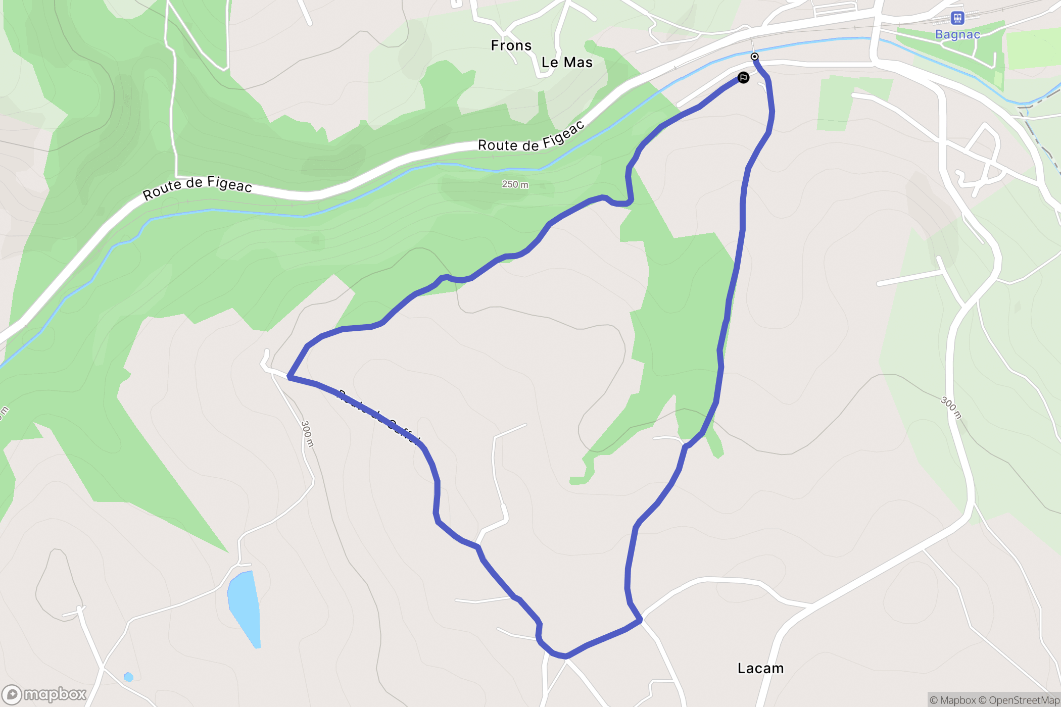 Bagnac-sur-Célé : carte du parcours de randonnée - France