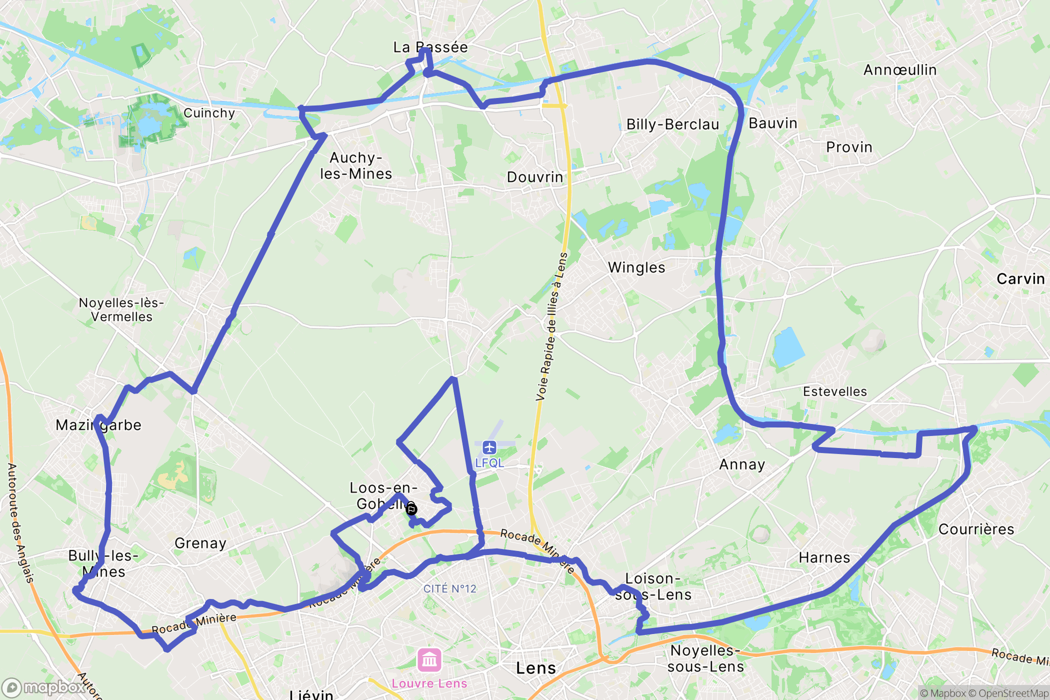 Loos-en-Gohelle : carte du parcours de randonnée - France