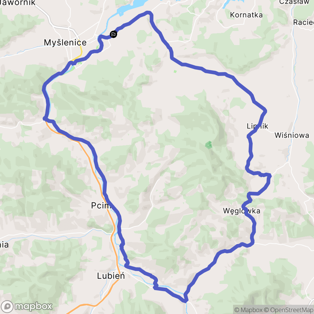 Osieczany: mapa trasy - Poland