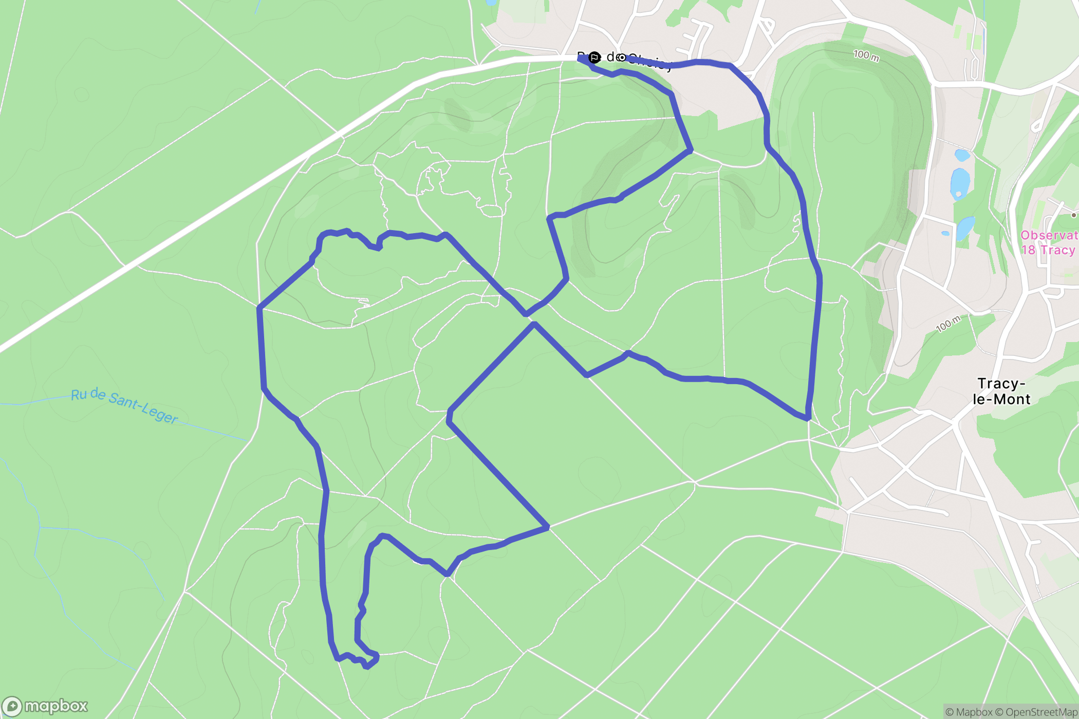 Tracy-le-Mont : carte du parcours de randonnée - France