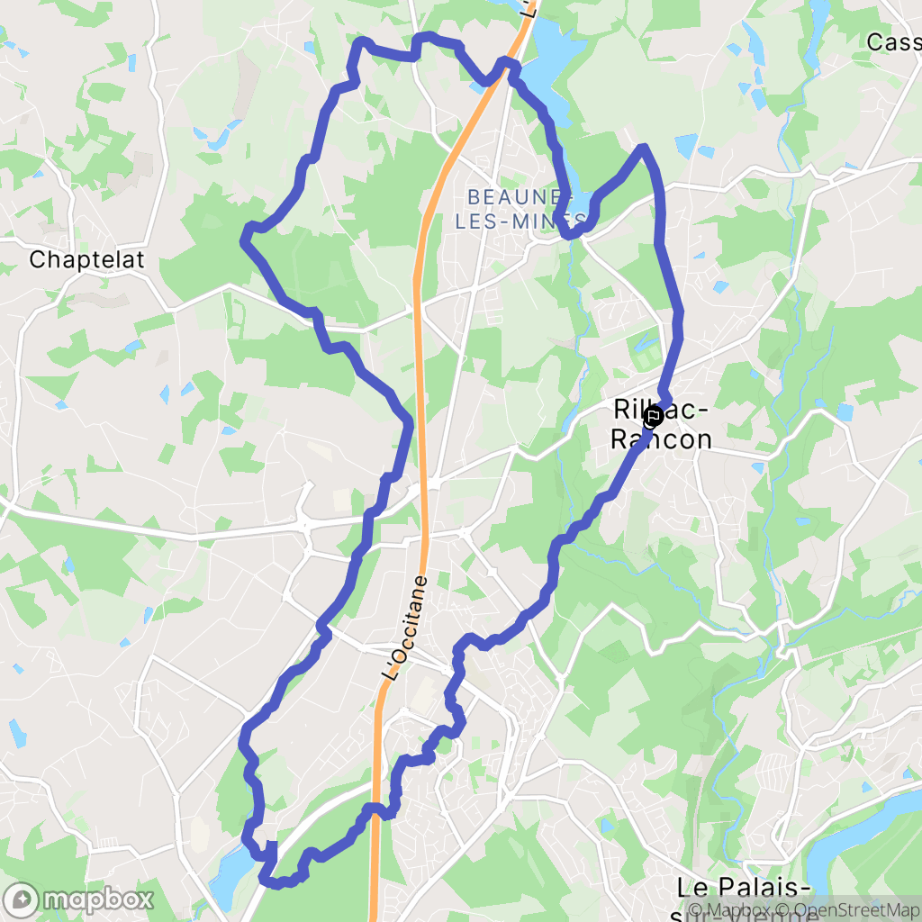 Rilhac-Rancon : carte du parcours de randonnée - France