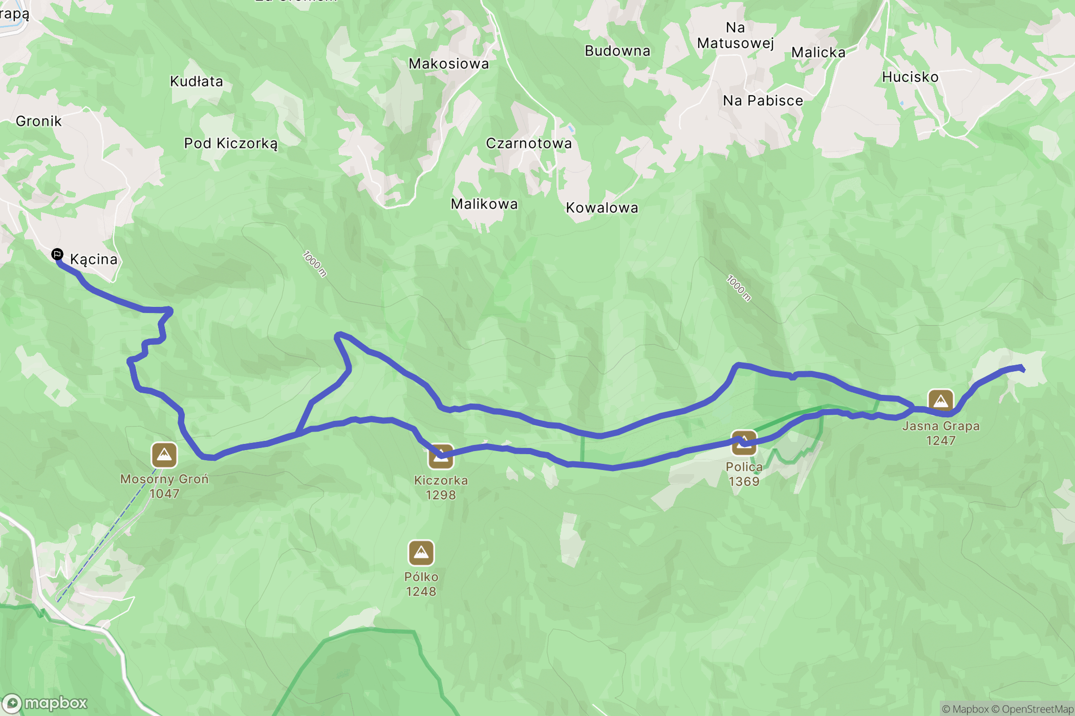 Zawoja: mapa trasy - Poland